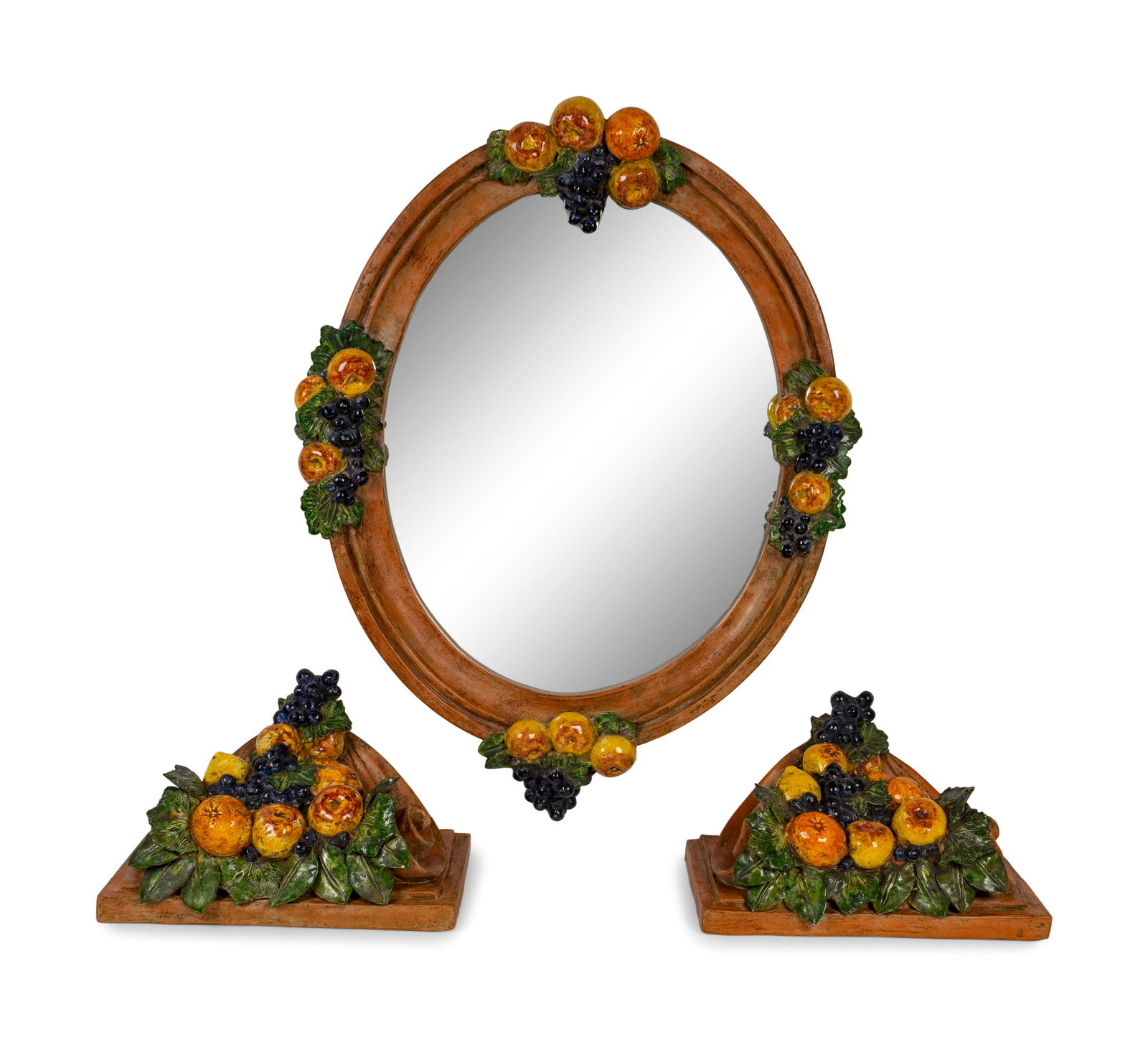 A Set of Italian Painted Terracotta Mirror and Wall (1 of 5)