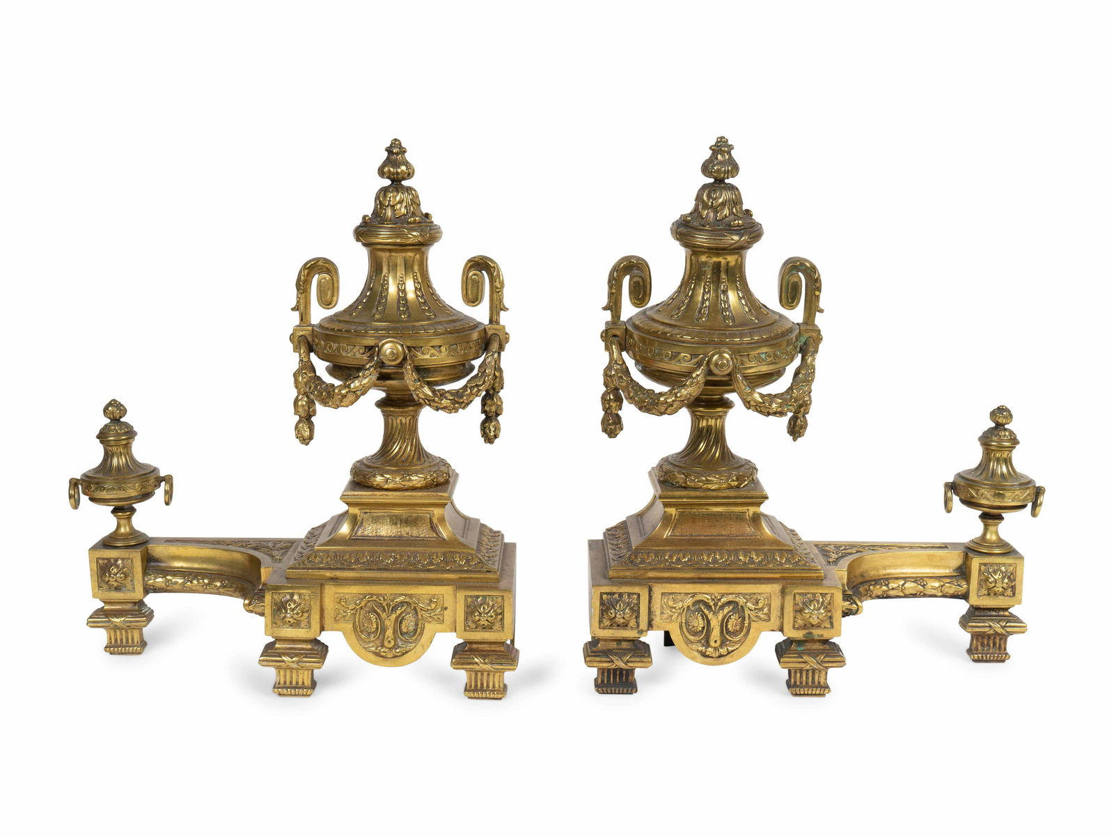 A Pair of Louis XVI Style Gilt Bronze Urn-Form Chenets (1 of 3)