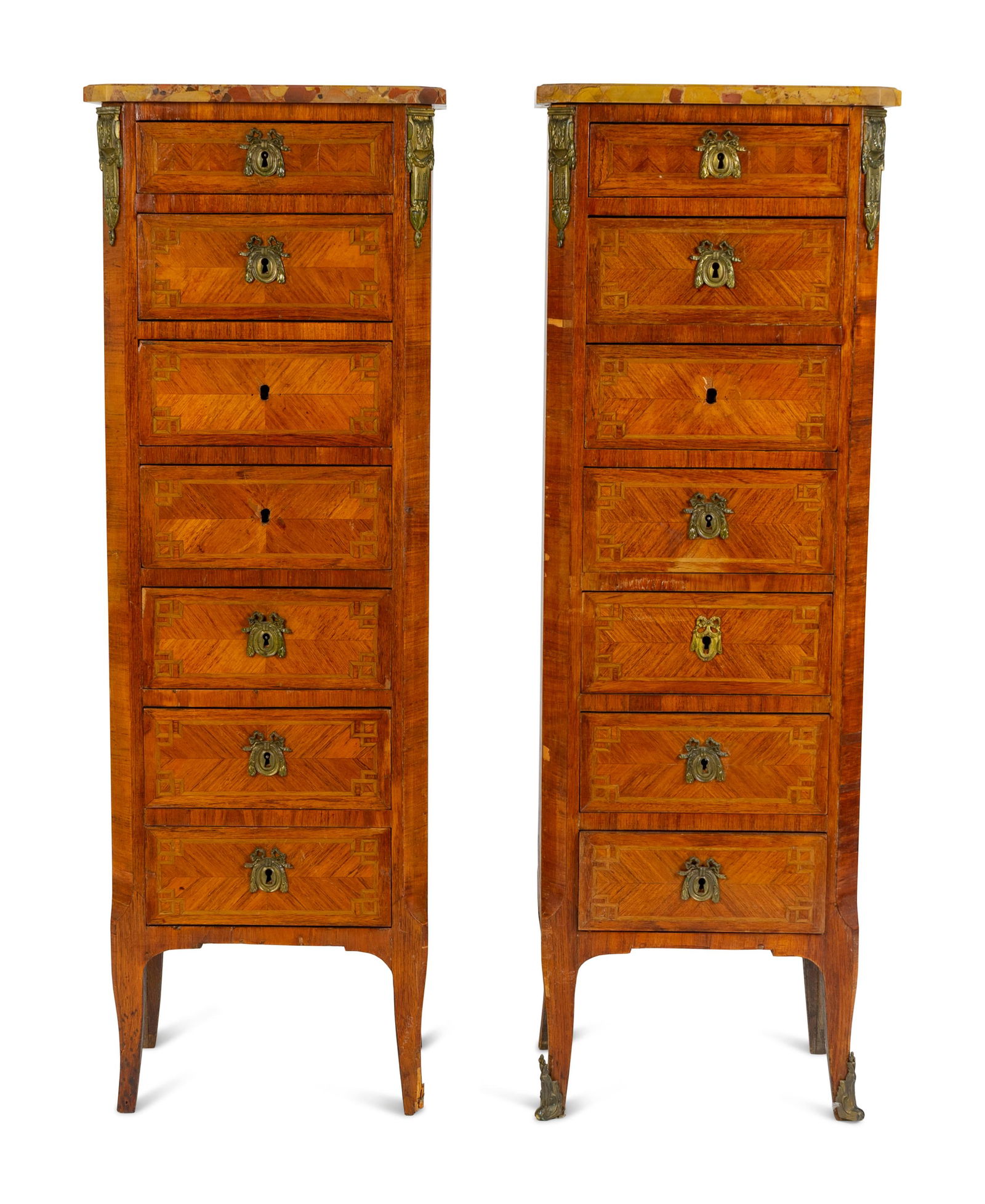 A Pair of Louis XVI Style Parquetry Marble Top (1 of 3)