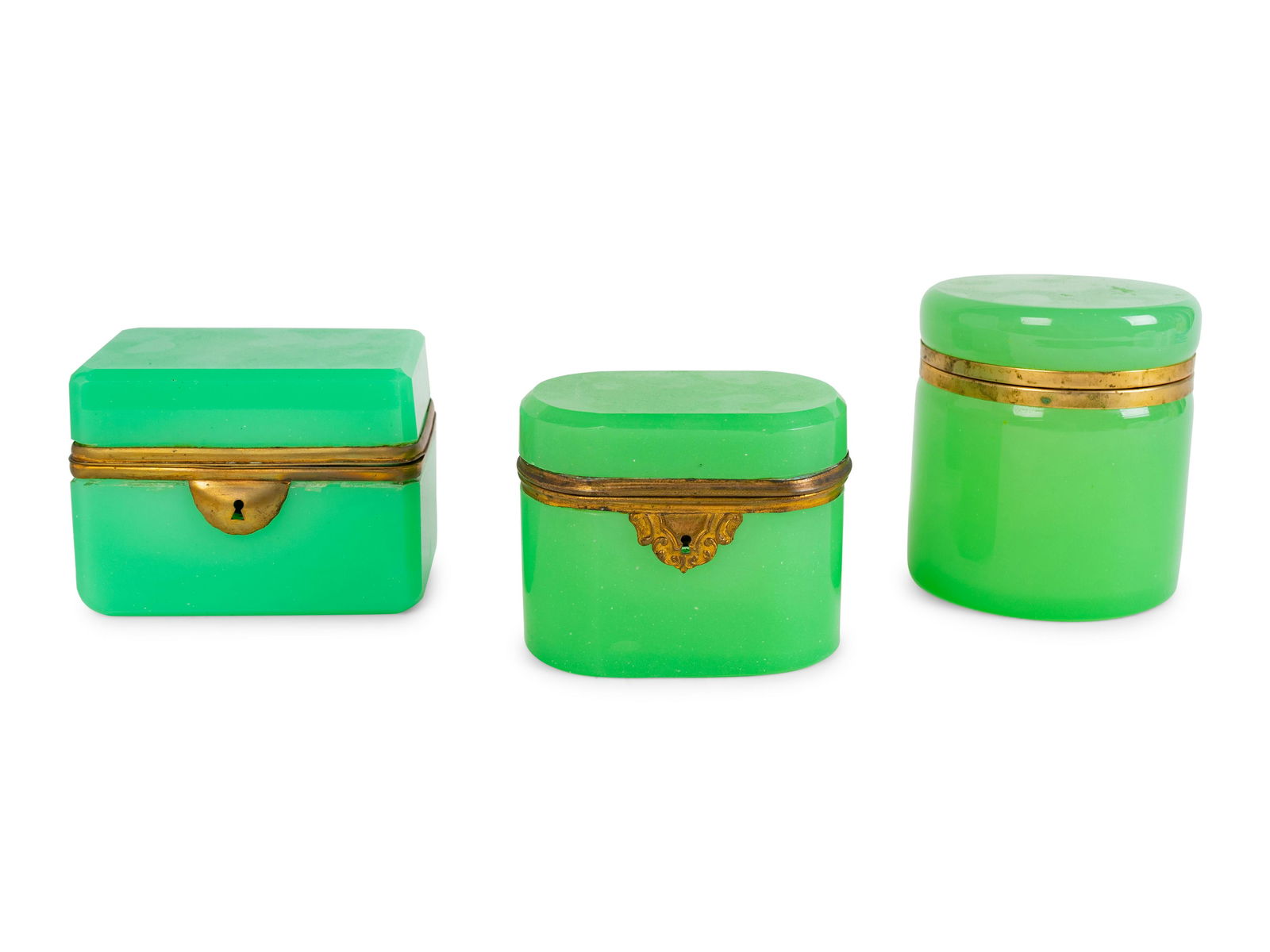 Three French Opaline Glass Covered Boxes Largest height (1 of 3)