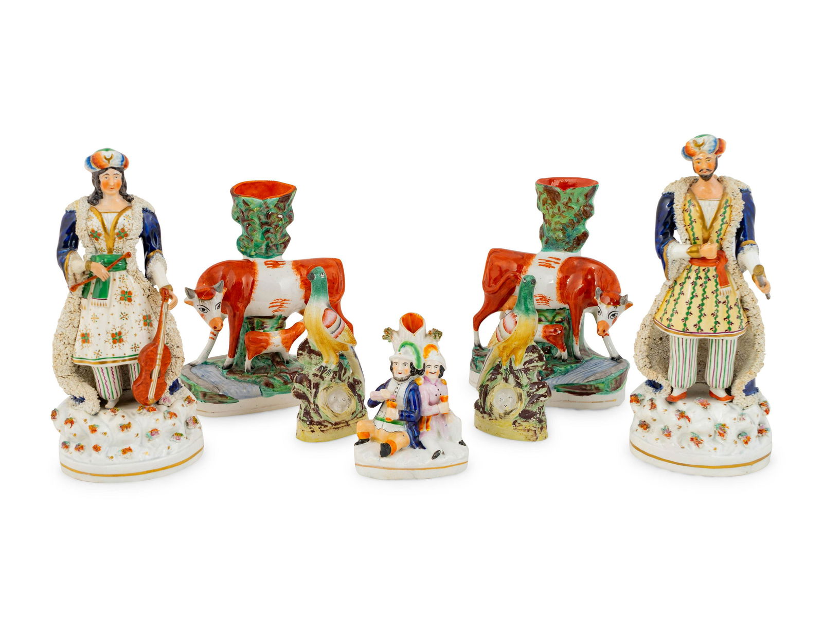 A Group of Seven English Staffordshire Figures Height (1 of 3)