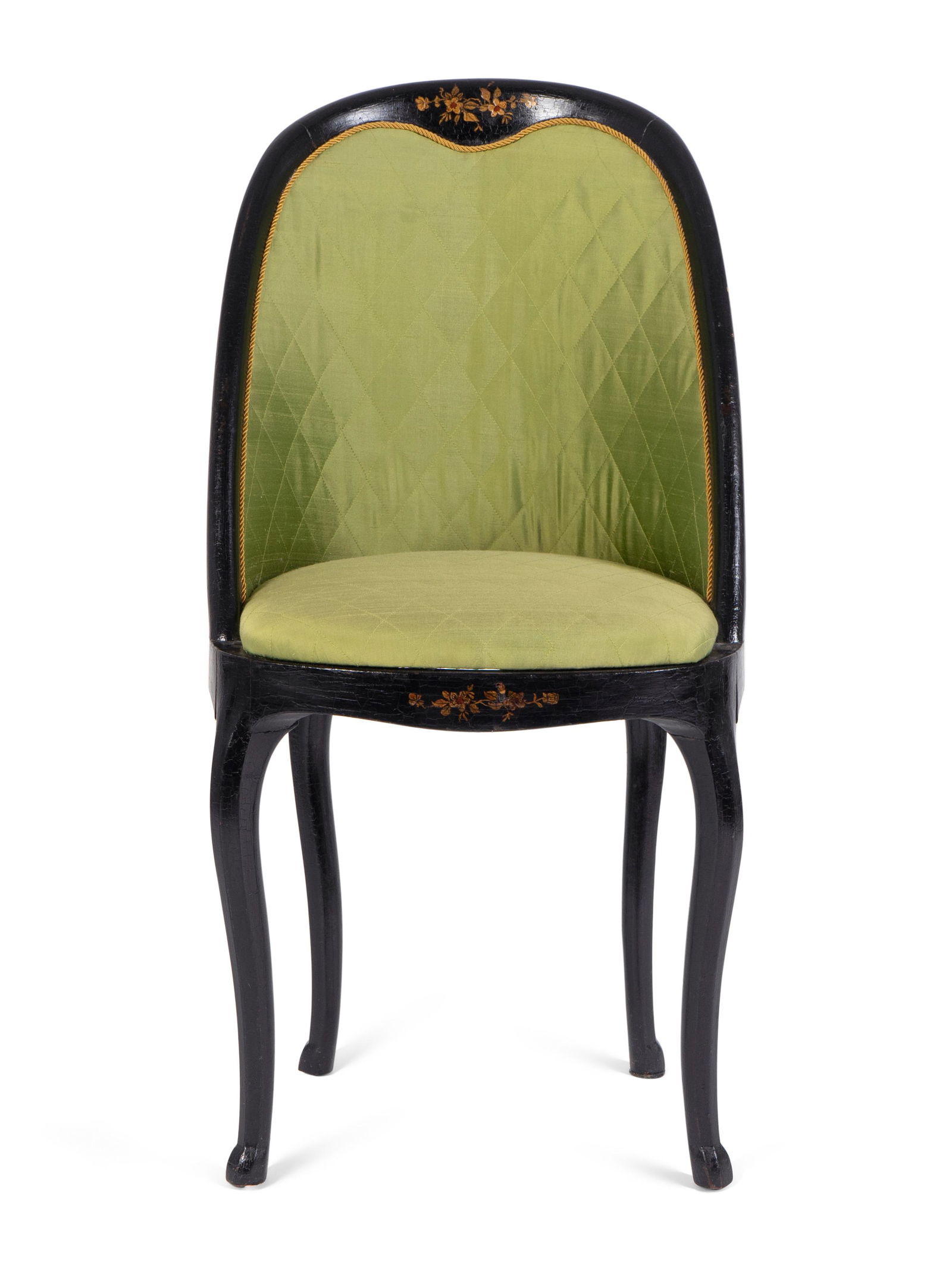 An Edwardian Black and Gilt Lacquer Lady's Chair Height (1 of 6)