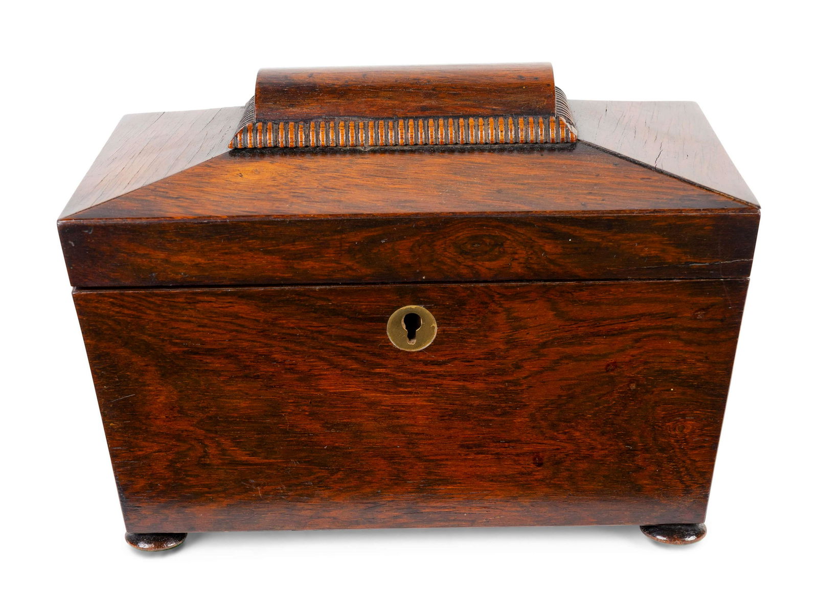 A Regency Mahogany Casket- form Tea Caddy Height 6 1/4 (1 of 4)