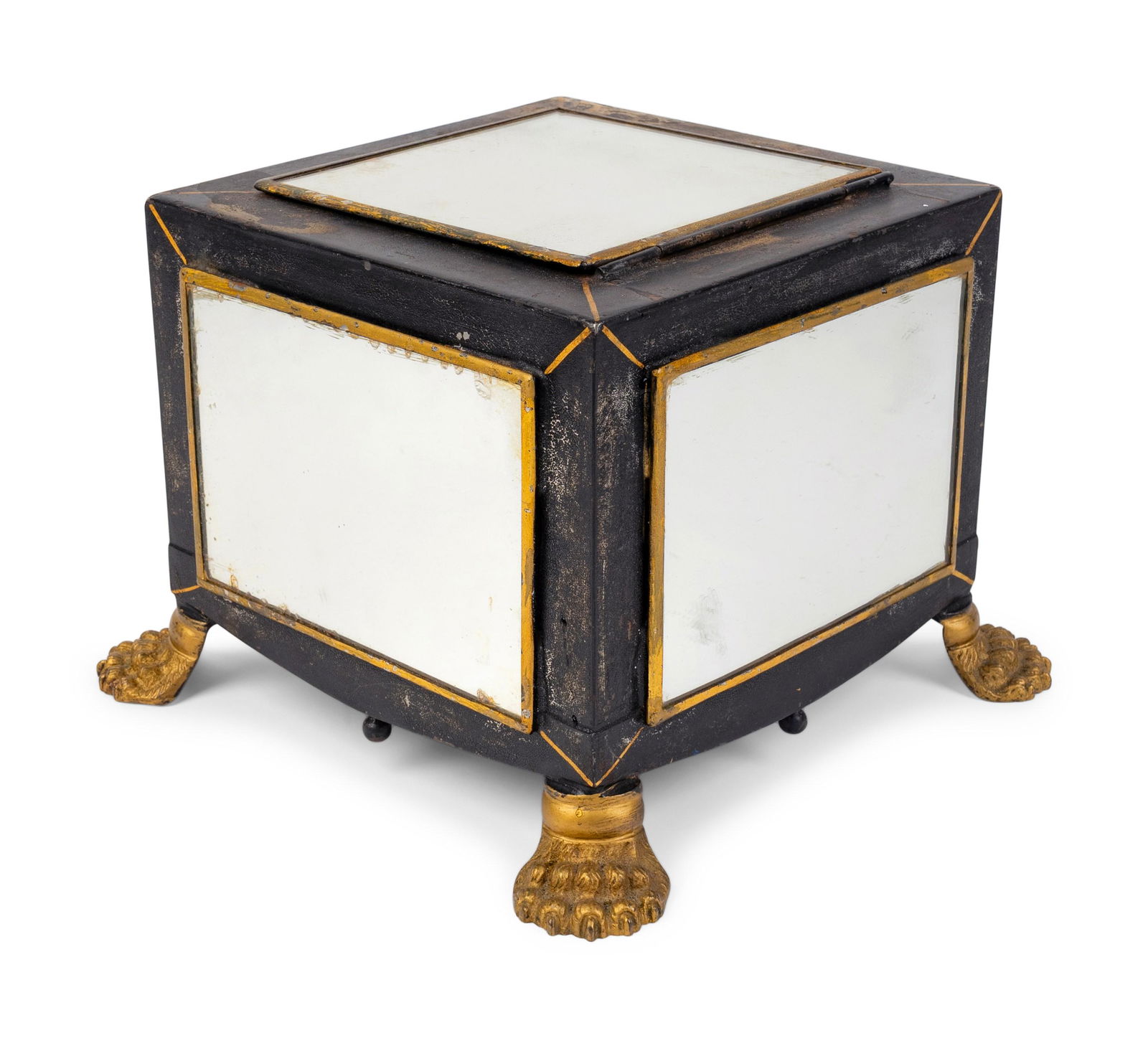 An English Black and Gilt Decorated Tole Box with (1 of 5)