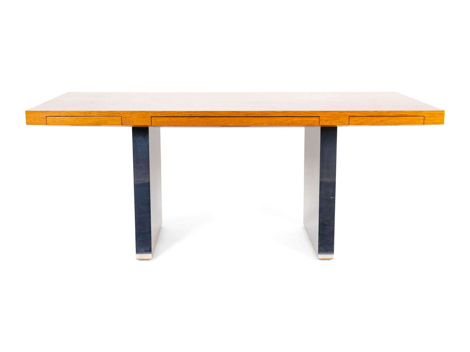 A Milo Baughman for Thayer Coggin Oak and Steel Desk (1 of 3)