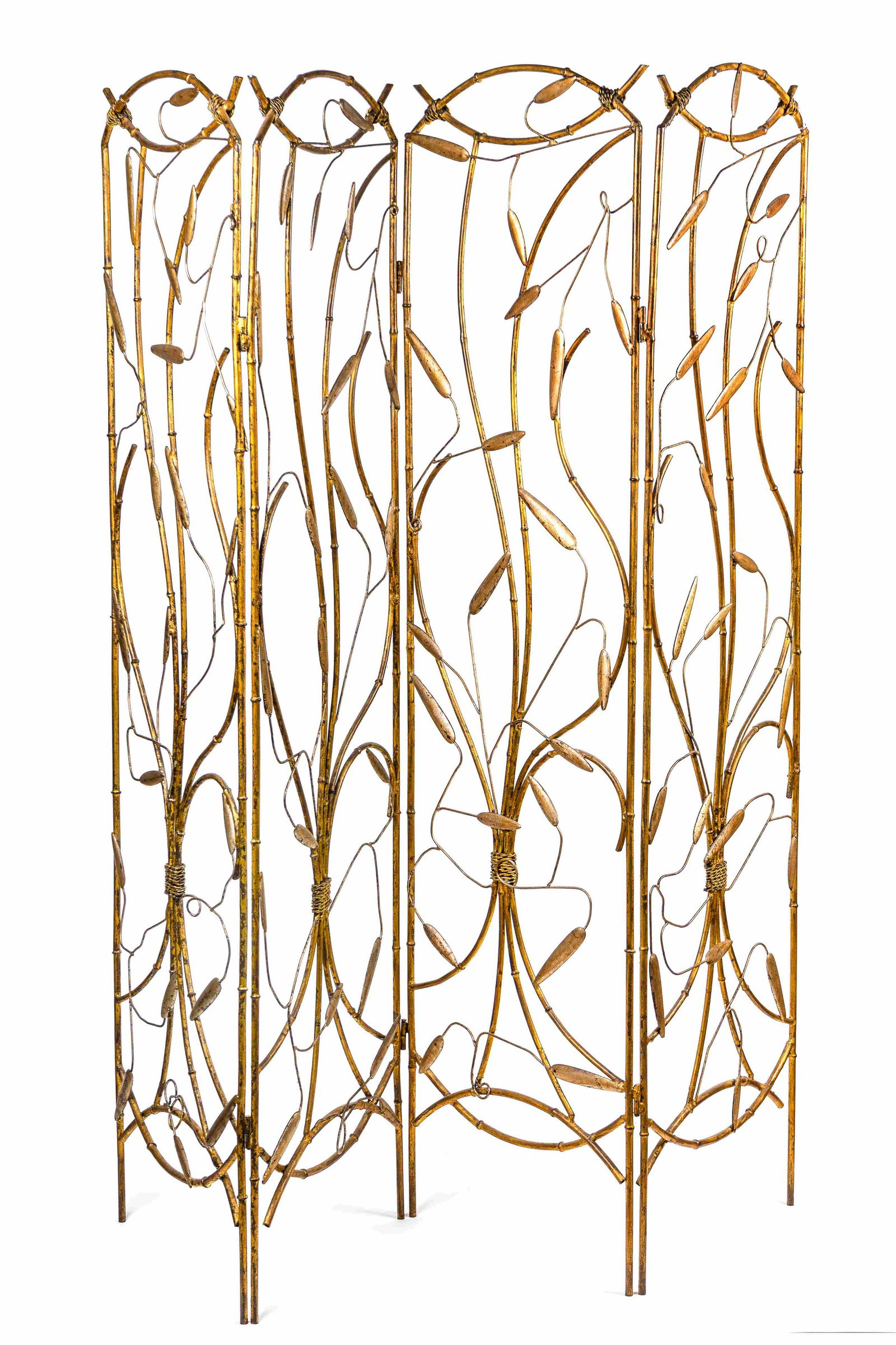 A Gilt Metal Foliate Design Four-Panel Floor Screen (1 of 1)