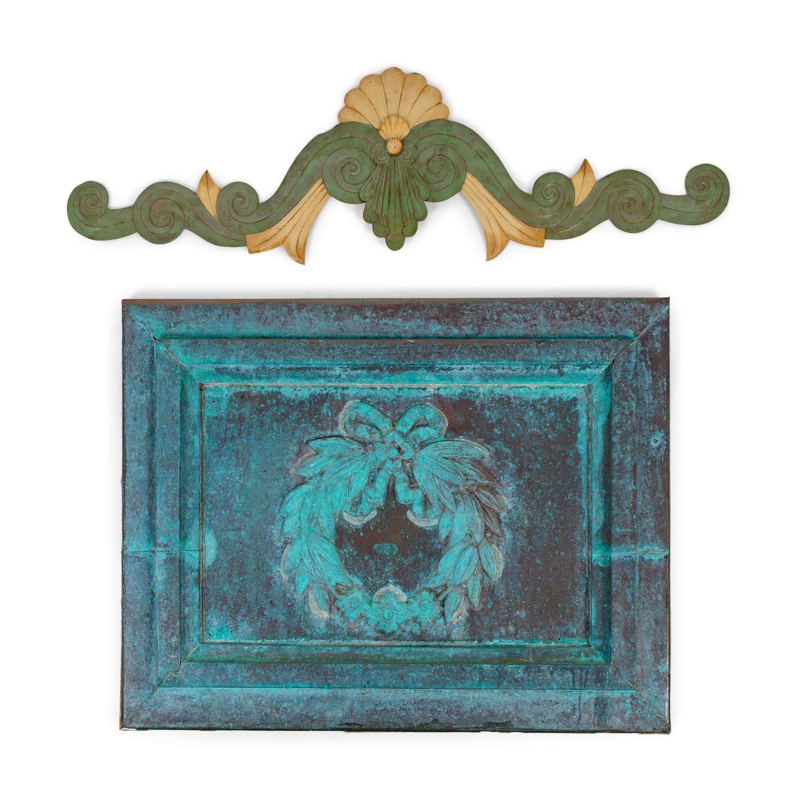 Two Neoclassical Style Copper Wall Mounts  Larger, (1 of 2)