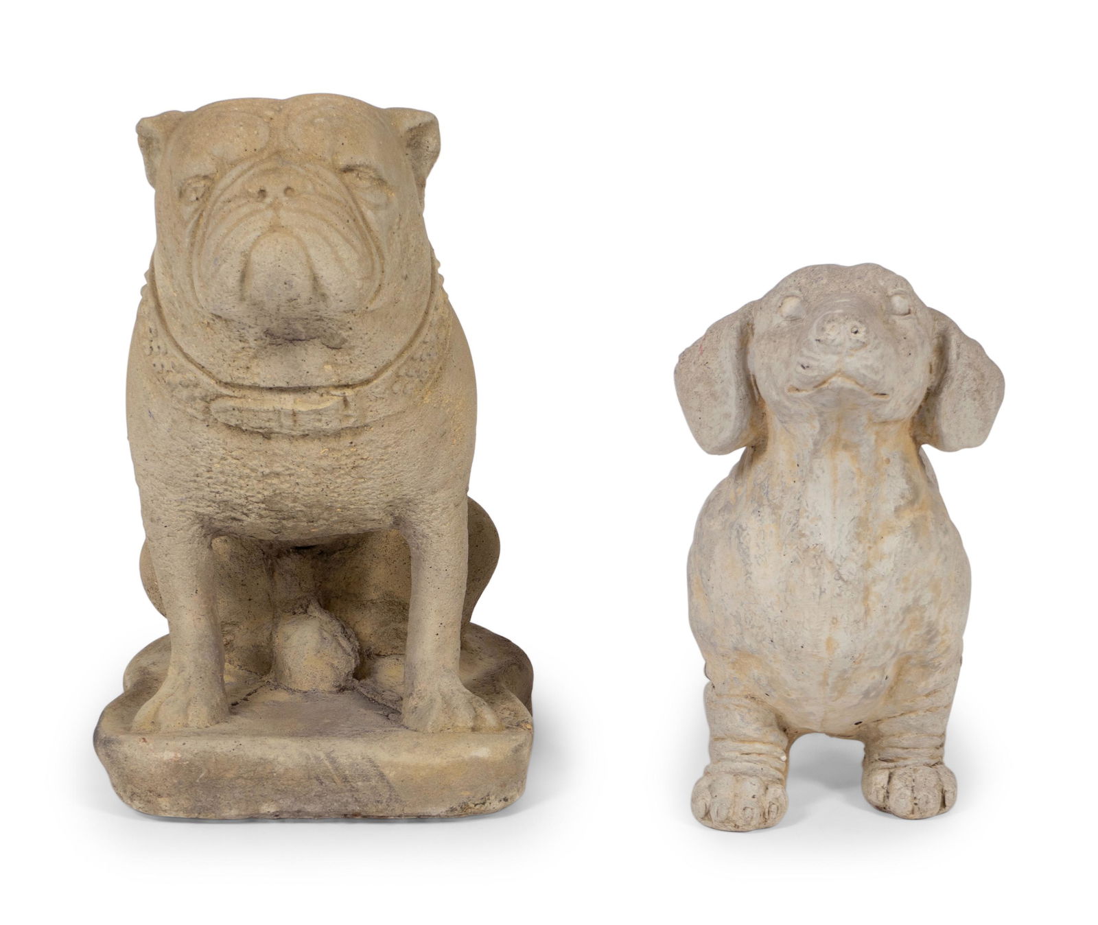 Two Cast Stone Figures of Dogs Height of bull dog 17 (1 of 3)