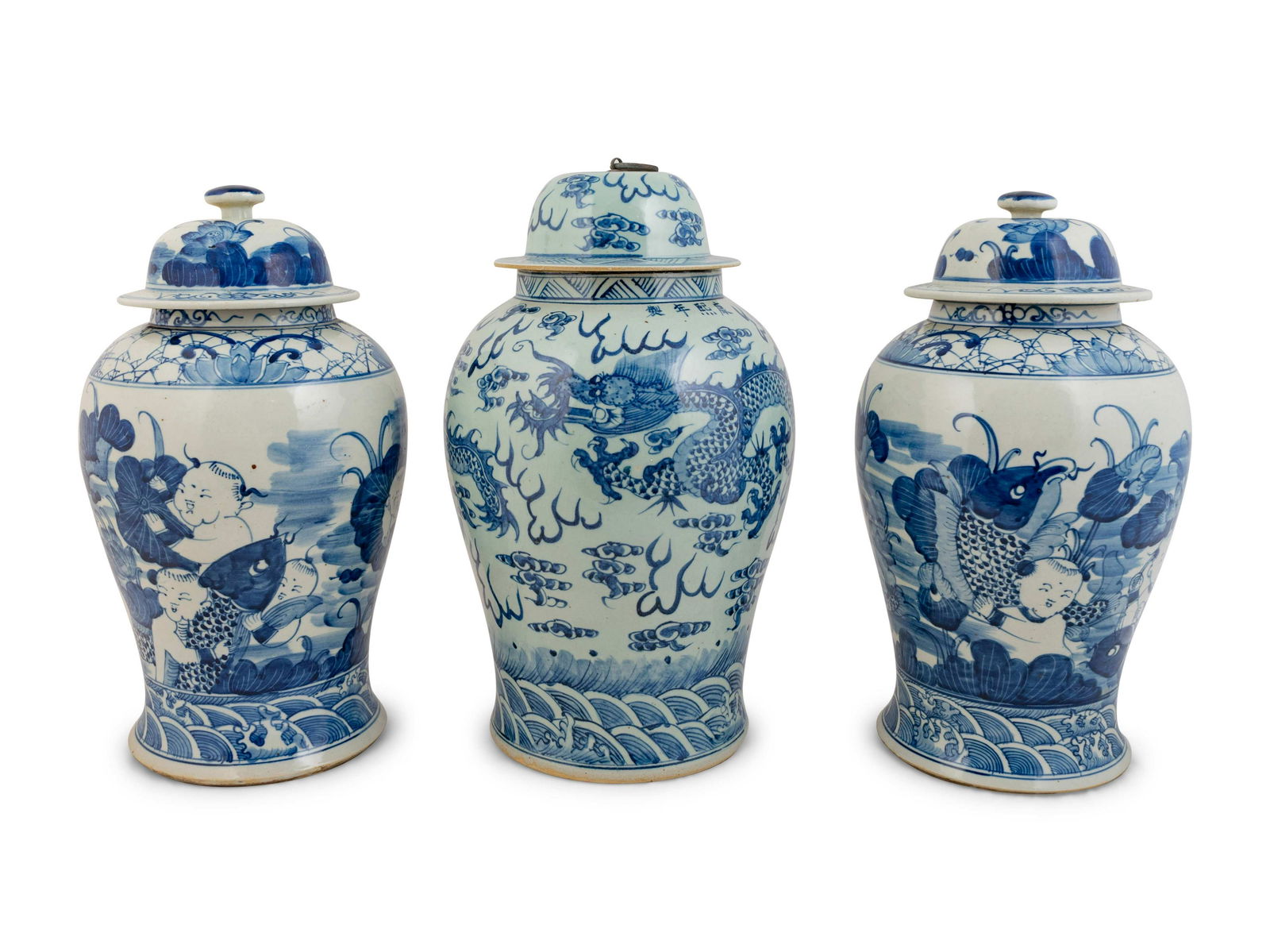 Three Chinese Blue and White Porcelain  Baluster (1 of 3)