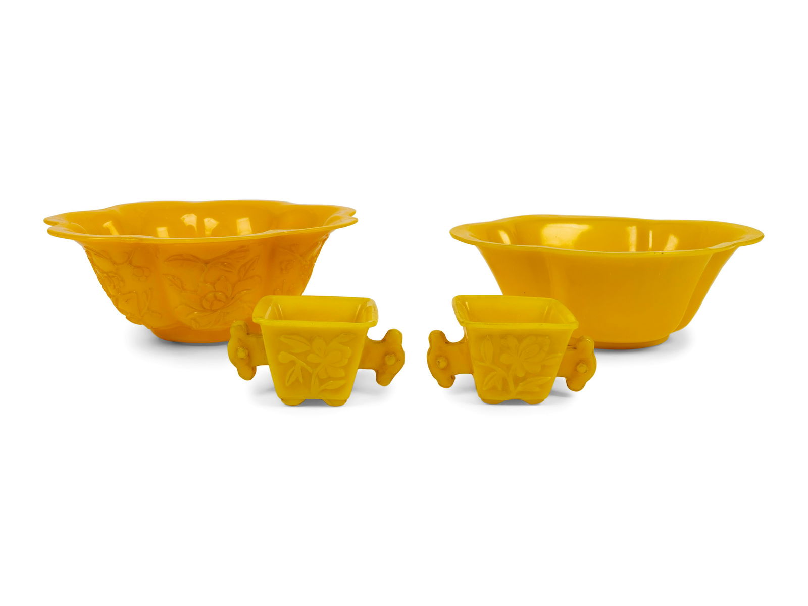 Four Chinese Yellow Peking Glass Articles Largest (1 of 3)