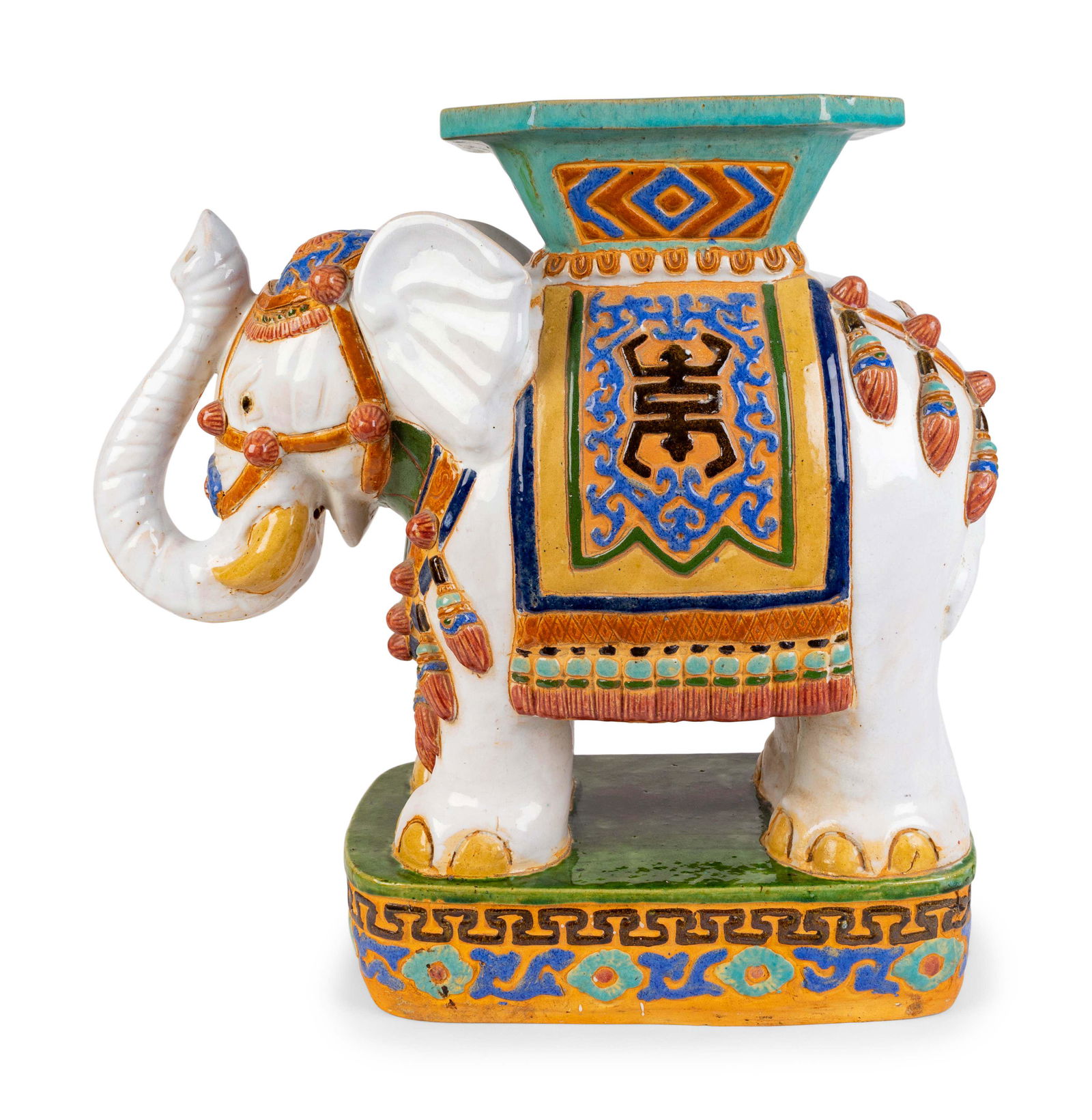 An Asian Glazed Ceramic Elephant-form Garden Stool/Side (1 of 6)