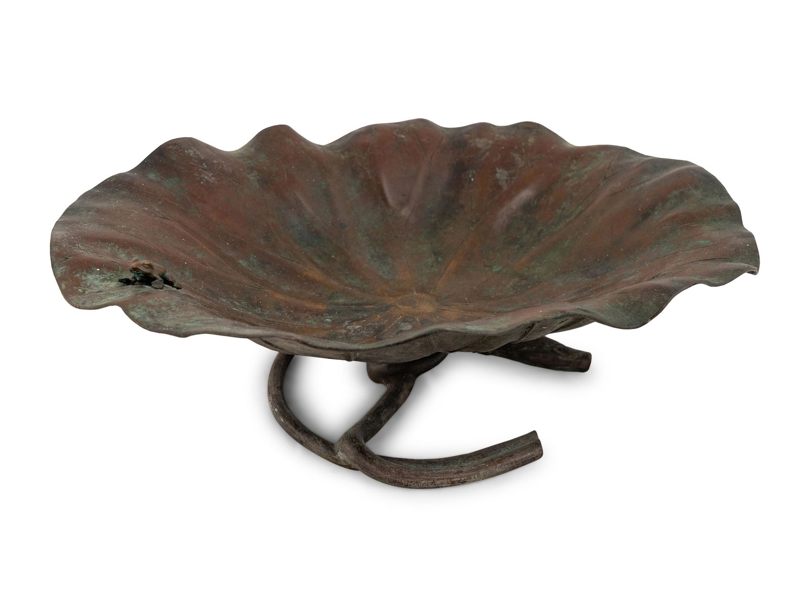 A Japanese Meiji Bronze Lotus Leaf Bowl with Frog (1 of 8)