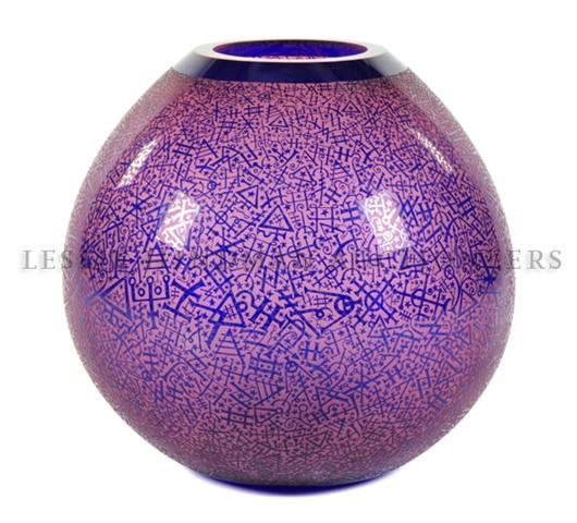 A Glass Vase, Duncan McClellan,: Alchemy, the acid etched vase with alchemy symbols throughout, signed.