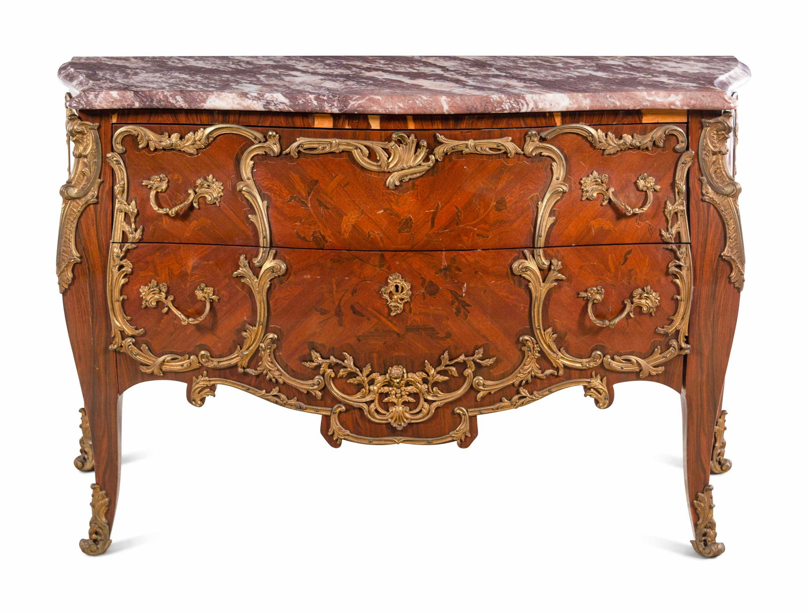 A Louis XV Style Gilt Bronze Mounted Marquetry (1 of 4)