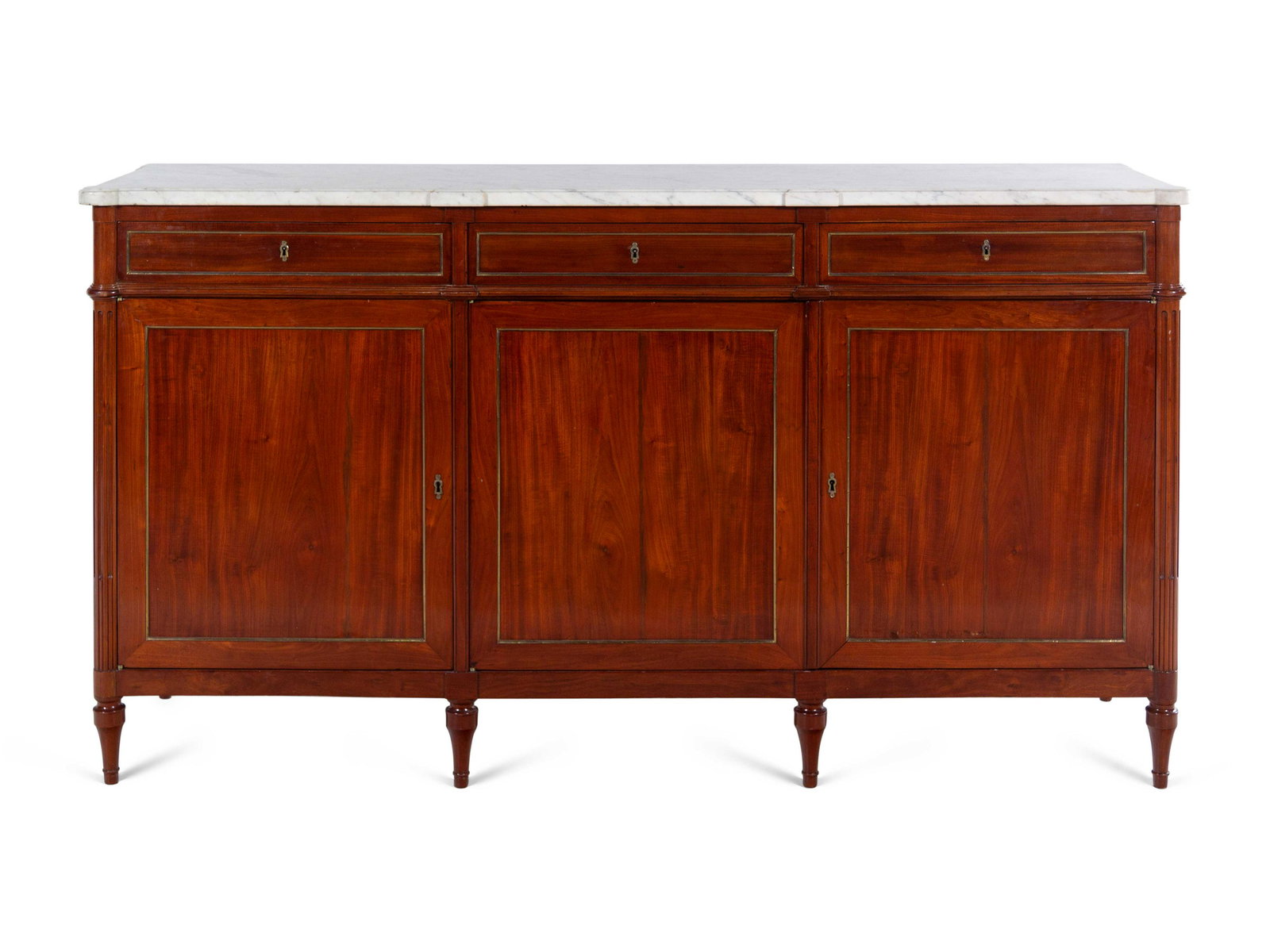 A Louis Philippe Brass Inlaid Mahogany Marble-Top (1 of 4)