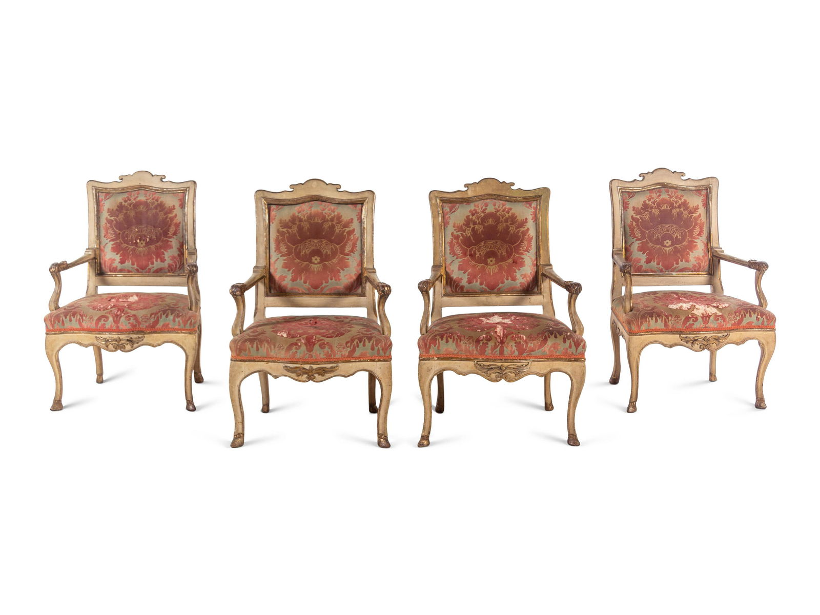 A Set of Four Italian Cream-Painted and Parcel Gilt (1 of 6)