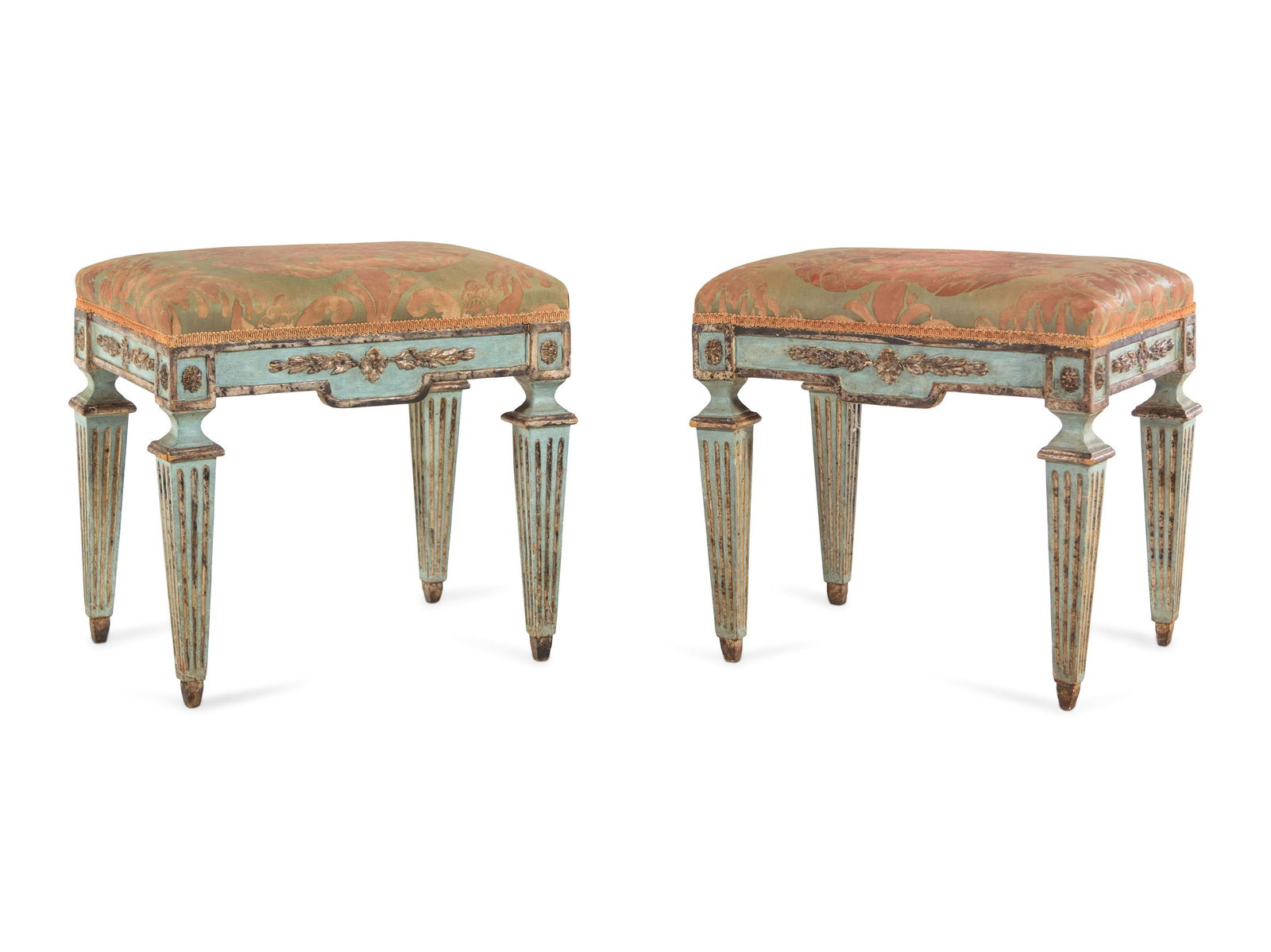 A Pair of Italian Painted and Parcel Gilt Stools (1 of 6)