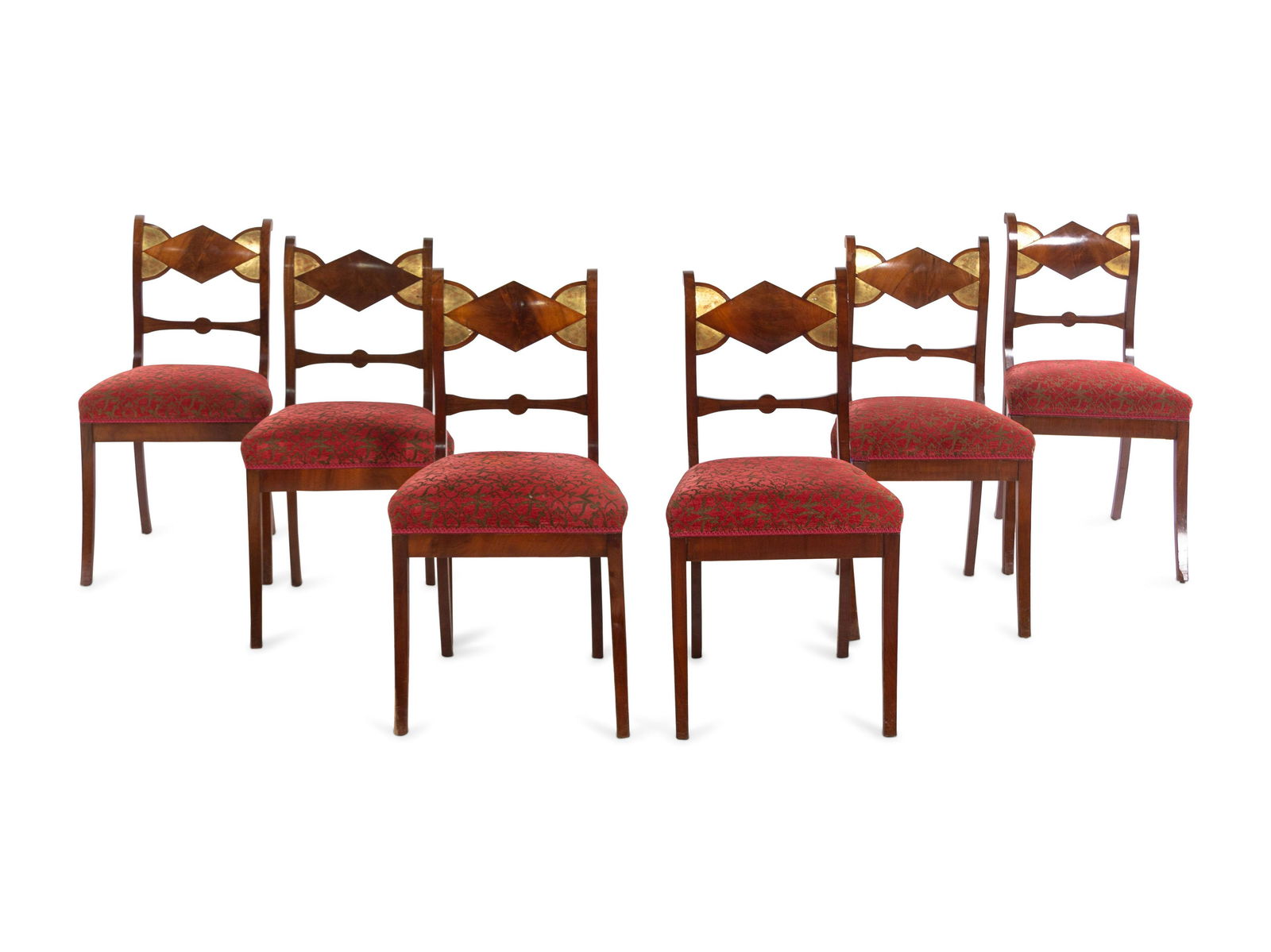 A Set of Six German Parcel Gilt Mahogany Dining Chairs (1 of 3)