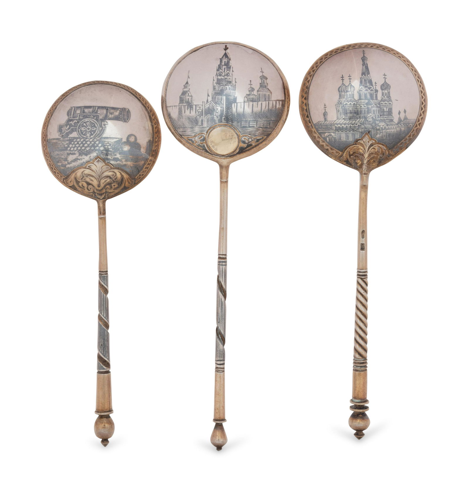 Three Russian Niello Silver Spoons (1 of 4)