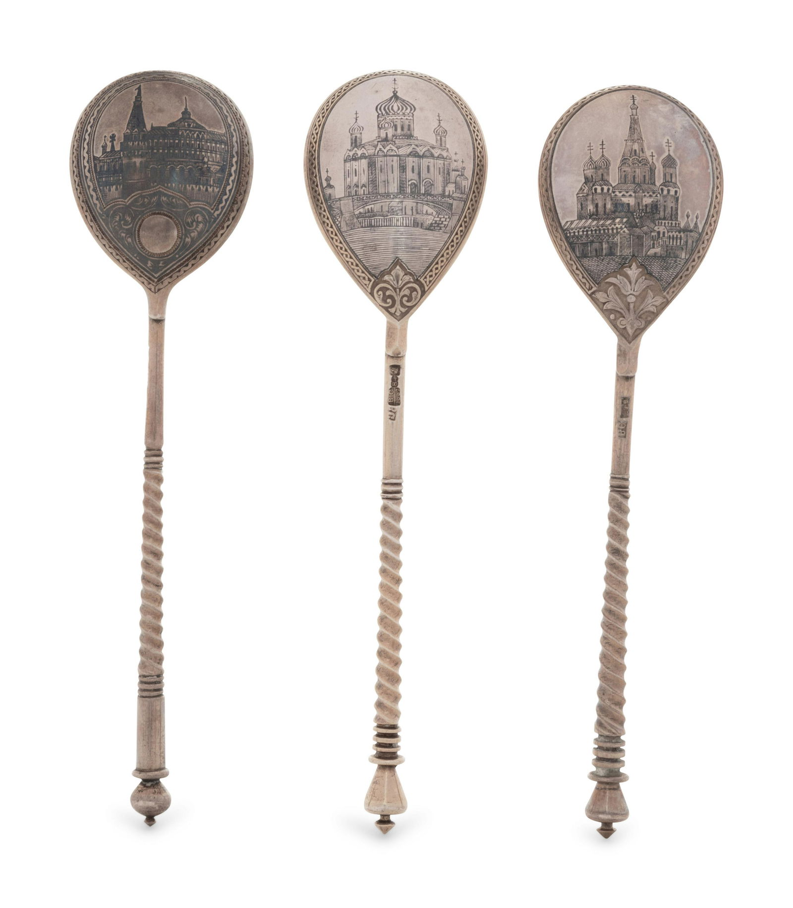 Three Russian Niello Silver Spoons (1 of 4)