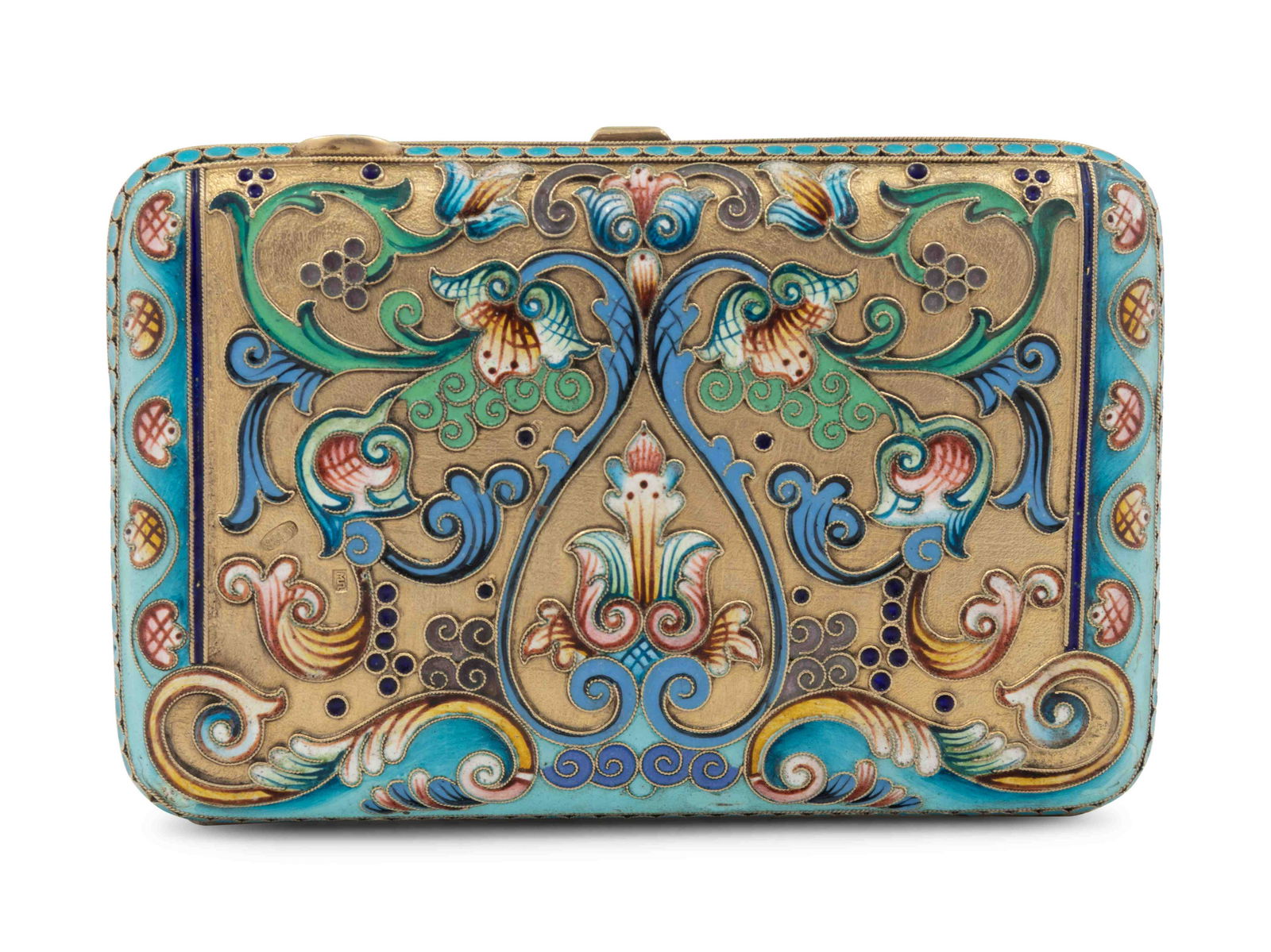 A Russian Shaded Enamel Silver-Gilt Cigarette Case (1 of 5)