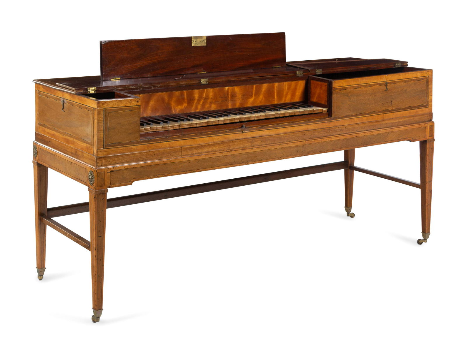 A George III Mahogany and Satinwood Spinet Piano (1 of 4)