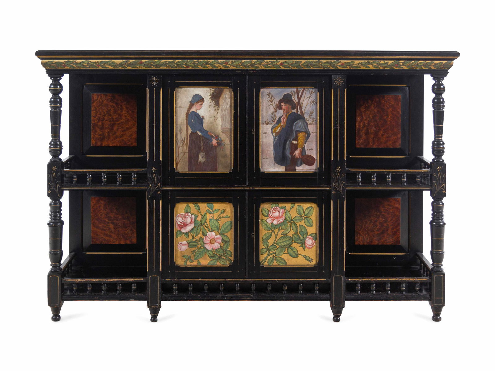 An English Aesthetic Movement Ebonized and Hand-Painted (1 of 5)
