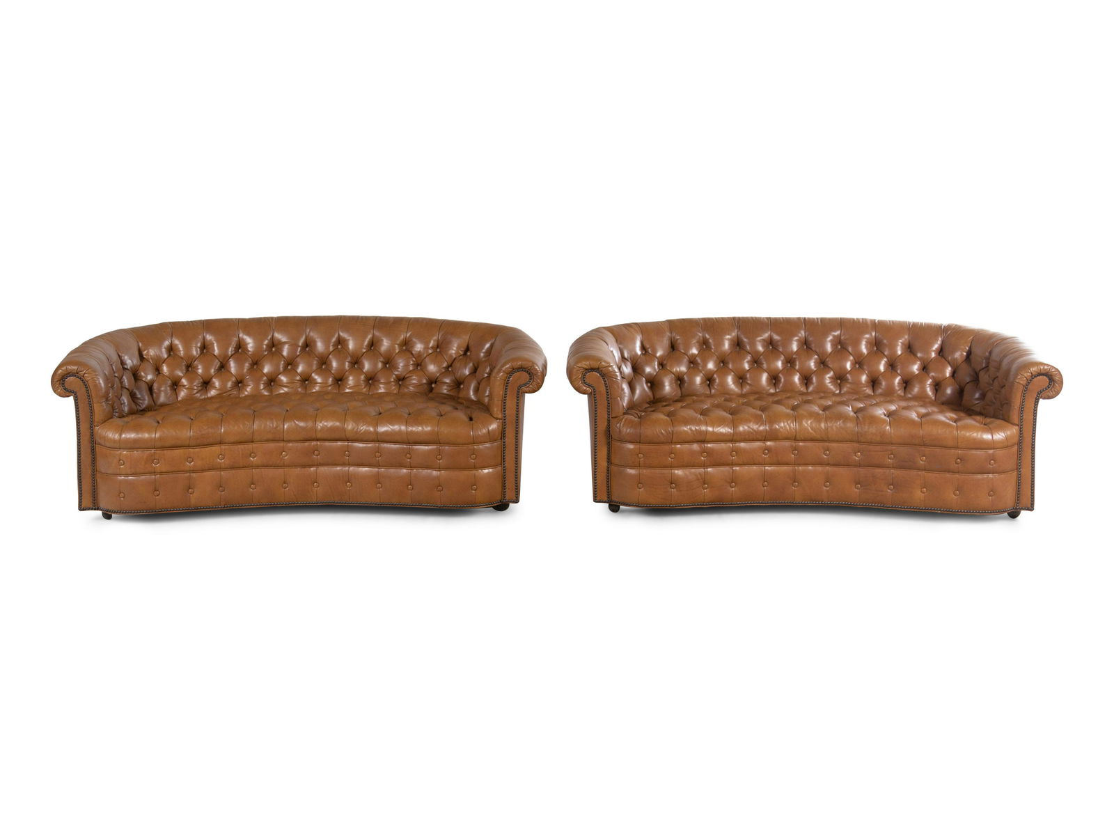 A Pair of Faux Leather Upholstered Chesterfield Sofas (1 of 5)