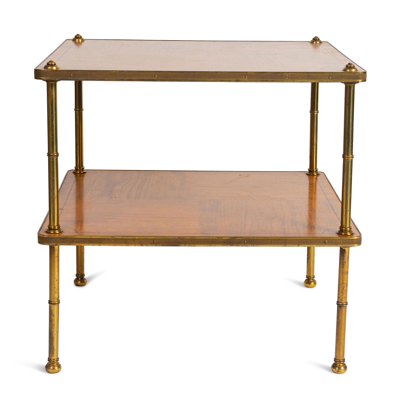 A Regency Style Walnut and Brass Two-Tier End Table (1 of 3)