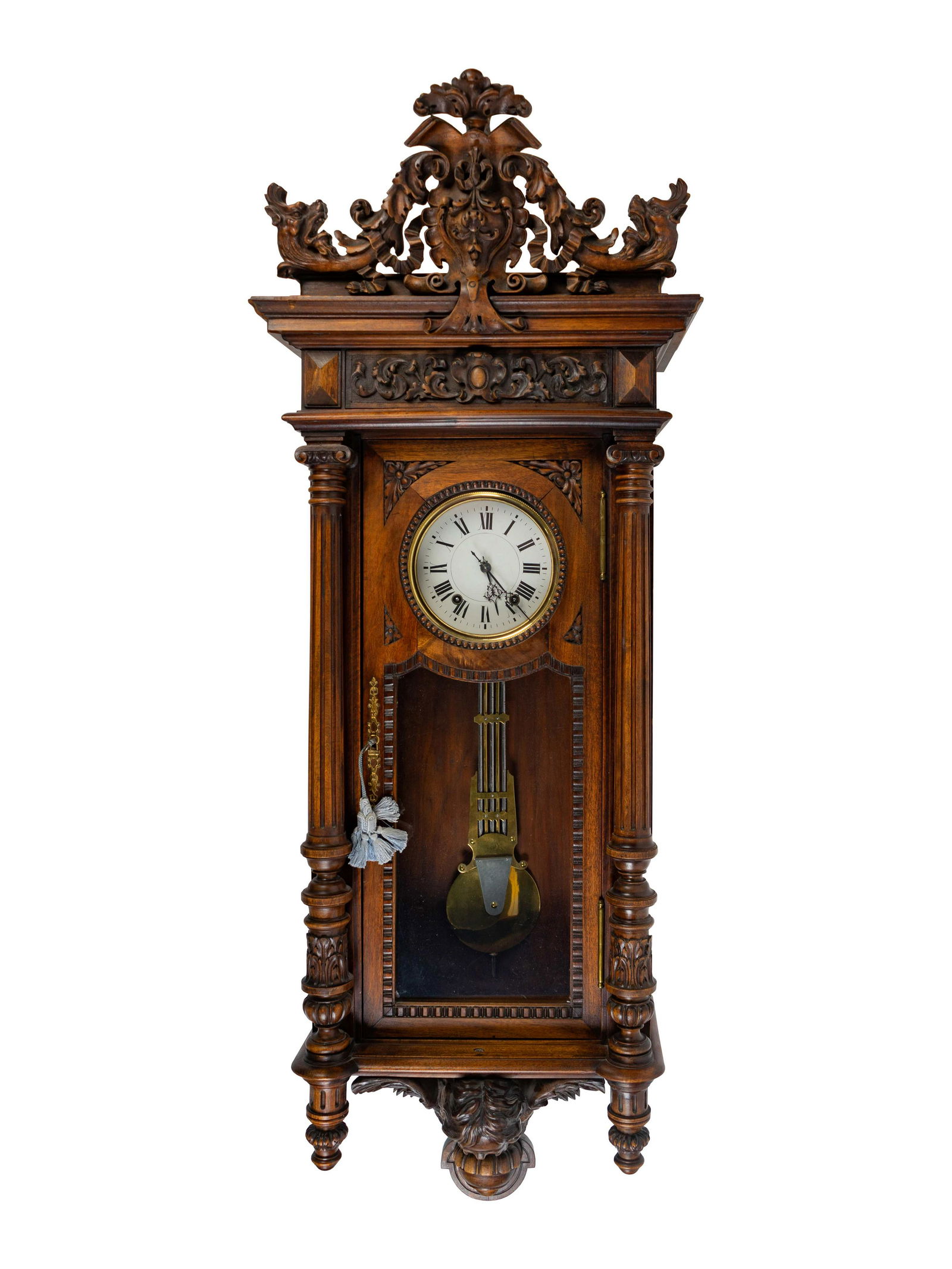 A Renaissance Revival Carved Walnut Regulator Clock (1 of 5)