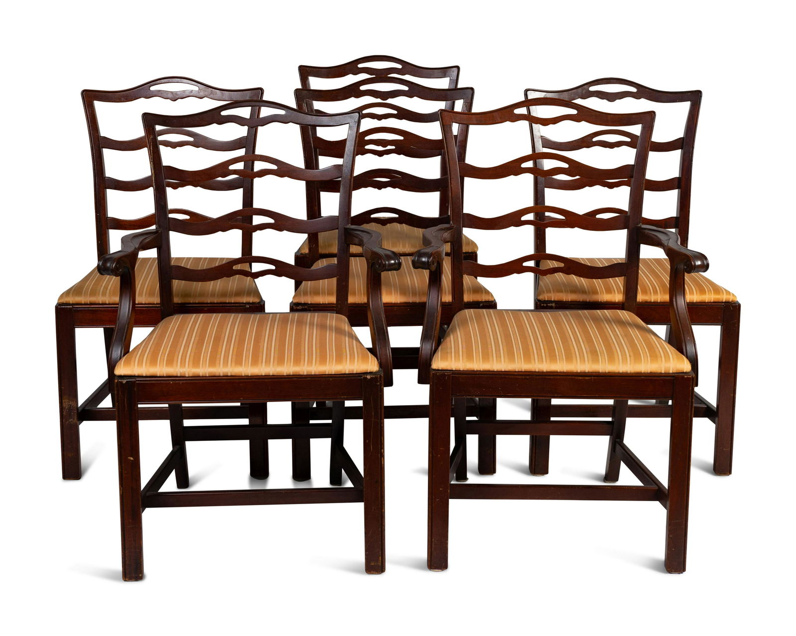 Six George III Style Mahogany Ladder-Back Dining Chairs (1 of 3)