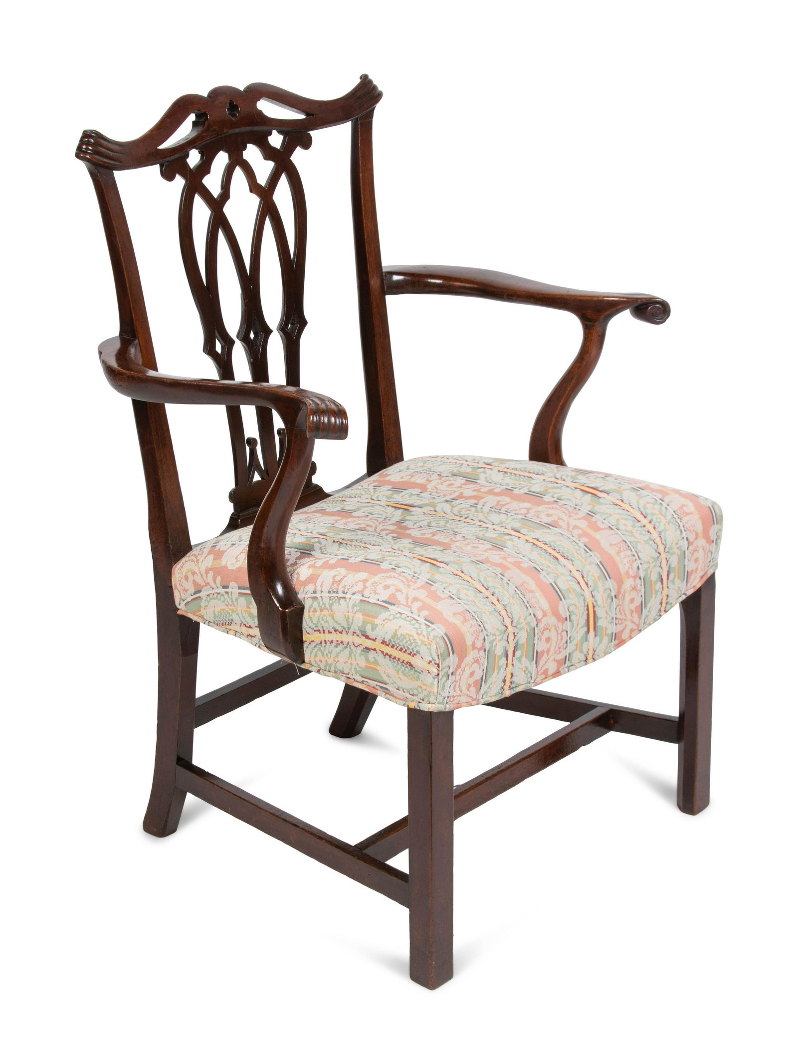 A George III Style Mahogany Armchair Height 39 x width: A George III Style Mahogany Armchair Late 19th/Early 20th Century Height 39 x width 25 x depth 23 inches. Property from the Collection of Jane and Terry Bradshaw, Alpharetta, Georgia