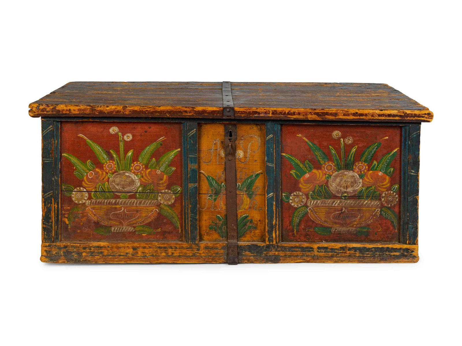 A Northern European Painted Pine Blanket Chest (1 of 4)