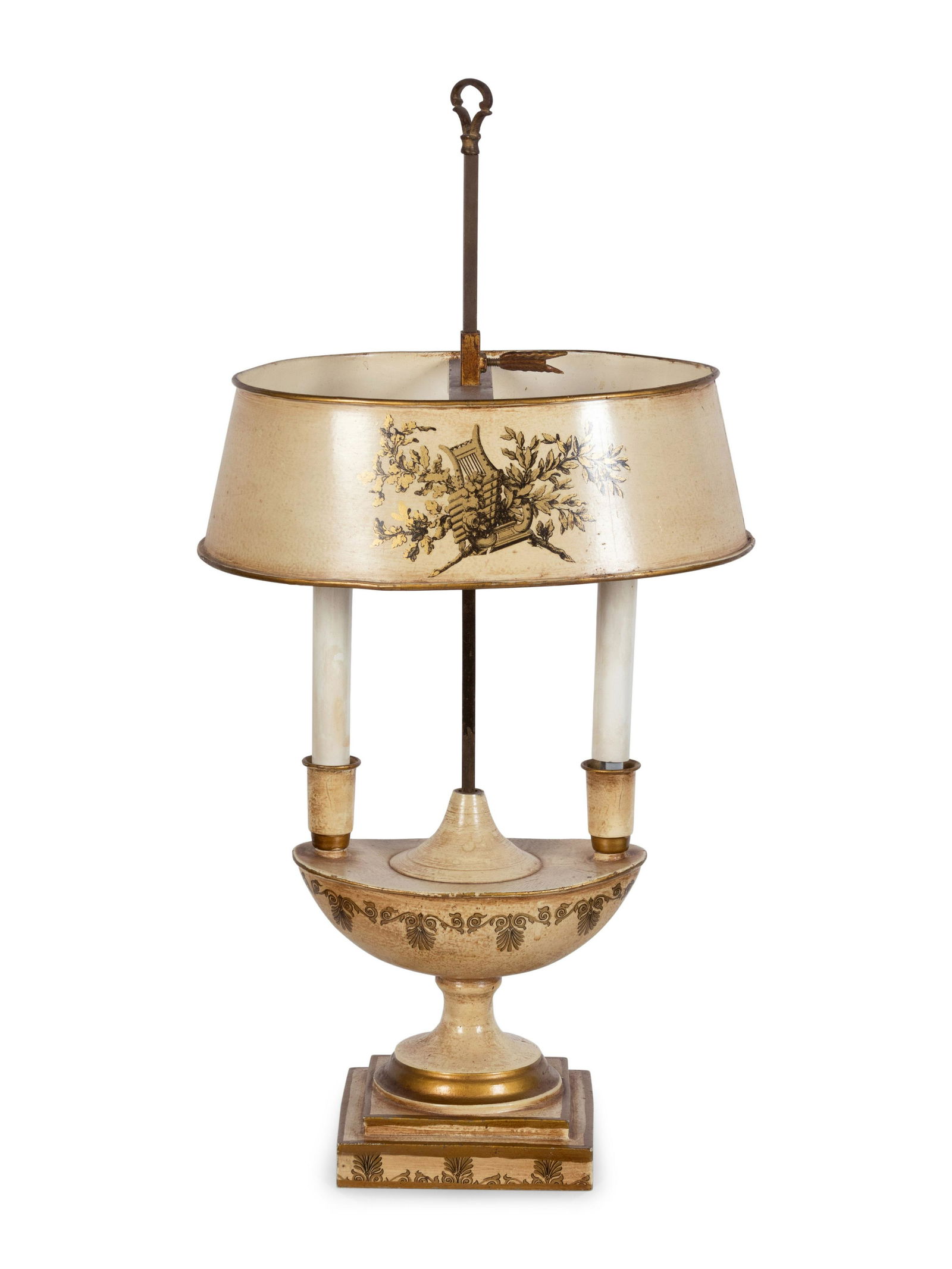 A Painted Tole Two-Light Lamp Overall height 22 x width (1 of 3)