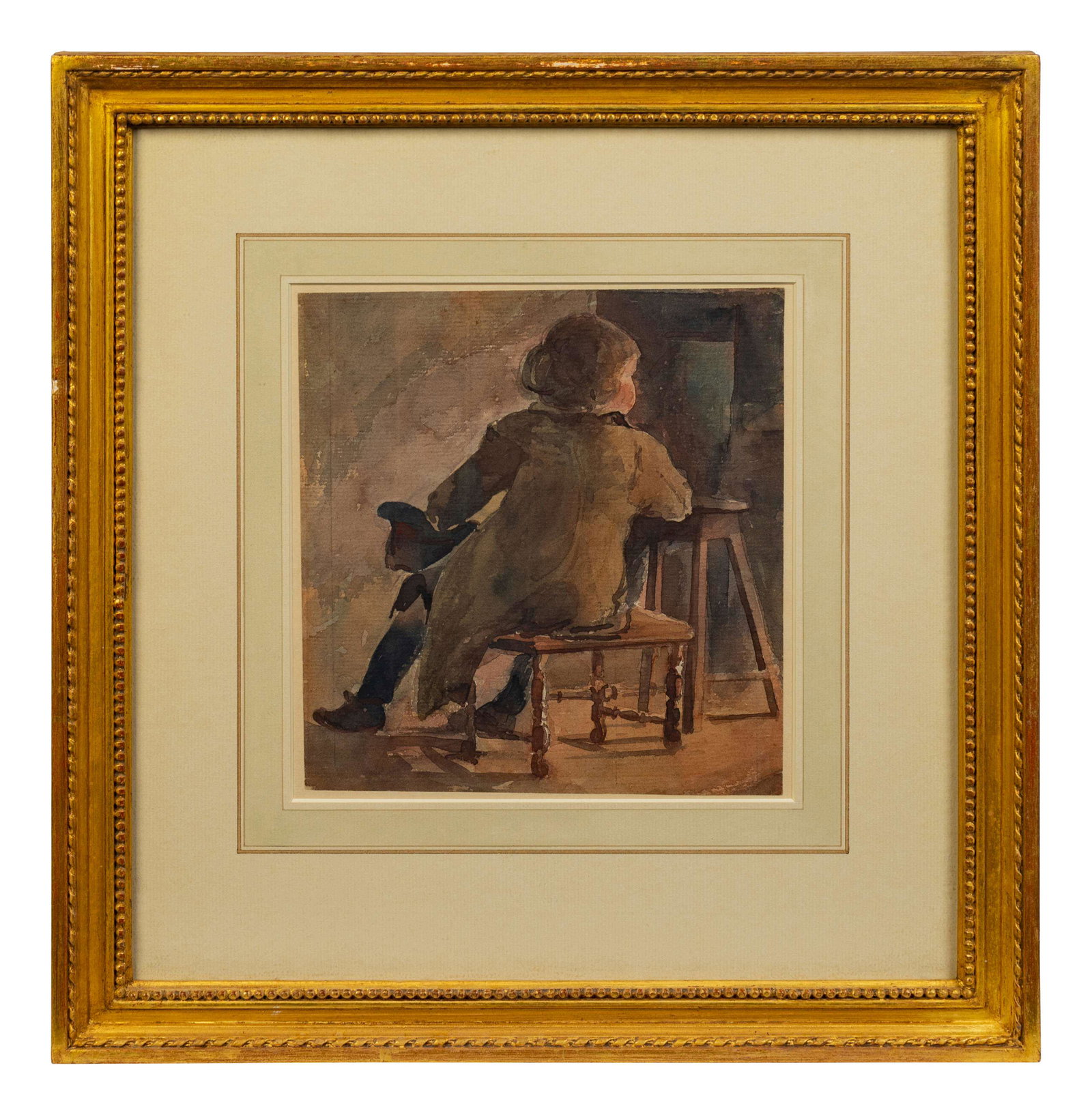 British School (English, 19th Century) Young Girl on a: British School (English, 19th Century) Young Girl on a Chair watercolor 9 x 8 inches. Property from the Collection of F. Alan Cummings, Tallahassee, Florida