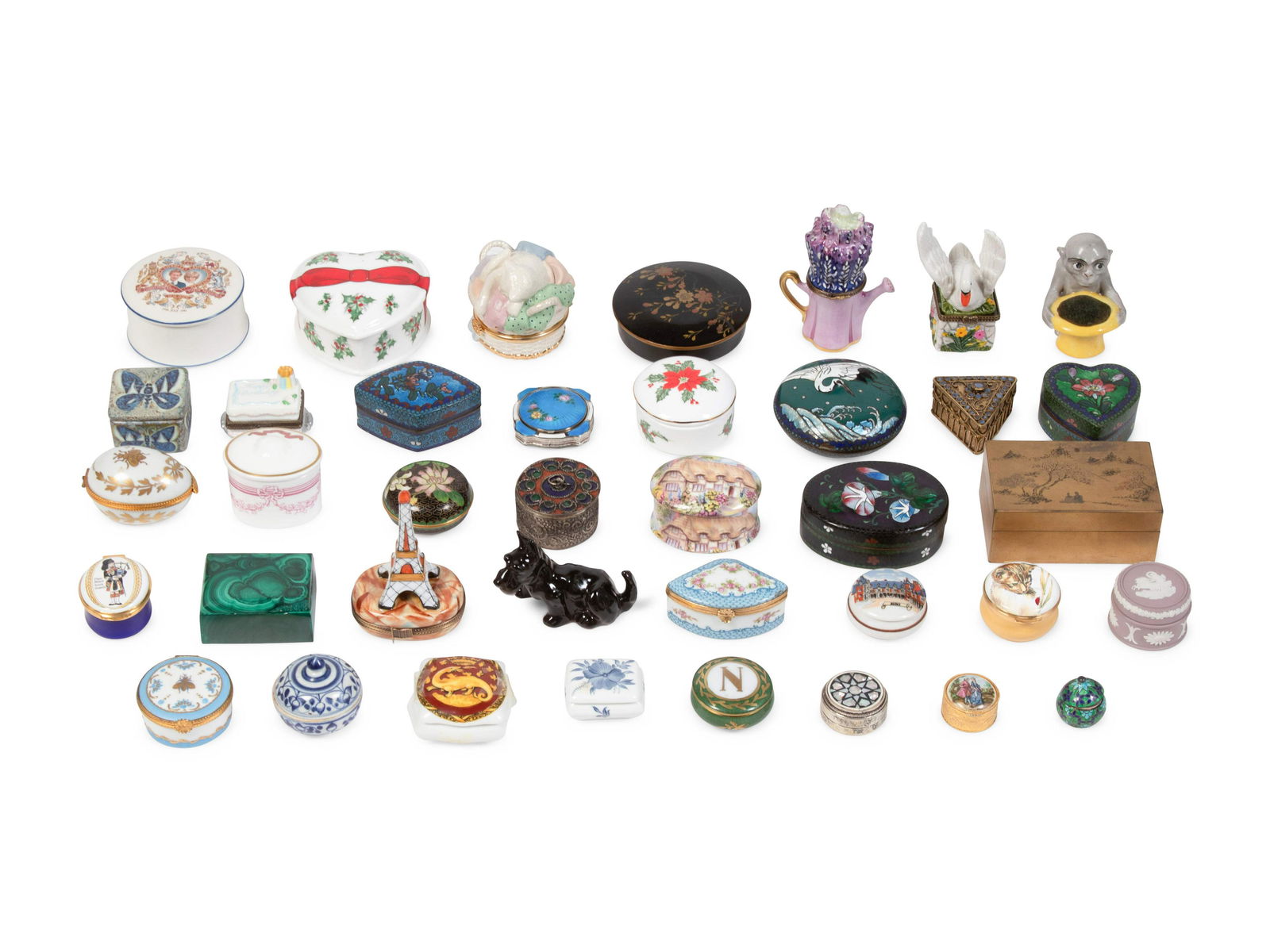 A Collection of Porcelain and Enamel Small Boxes (1 of 3)