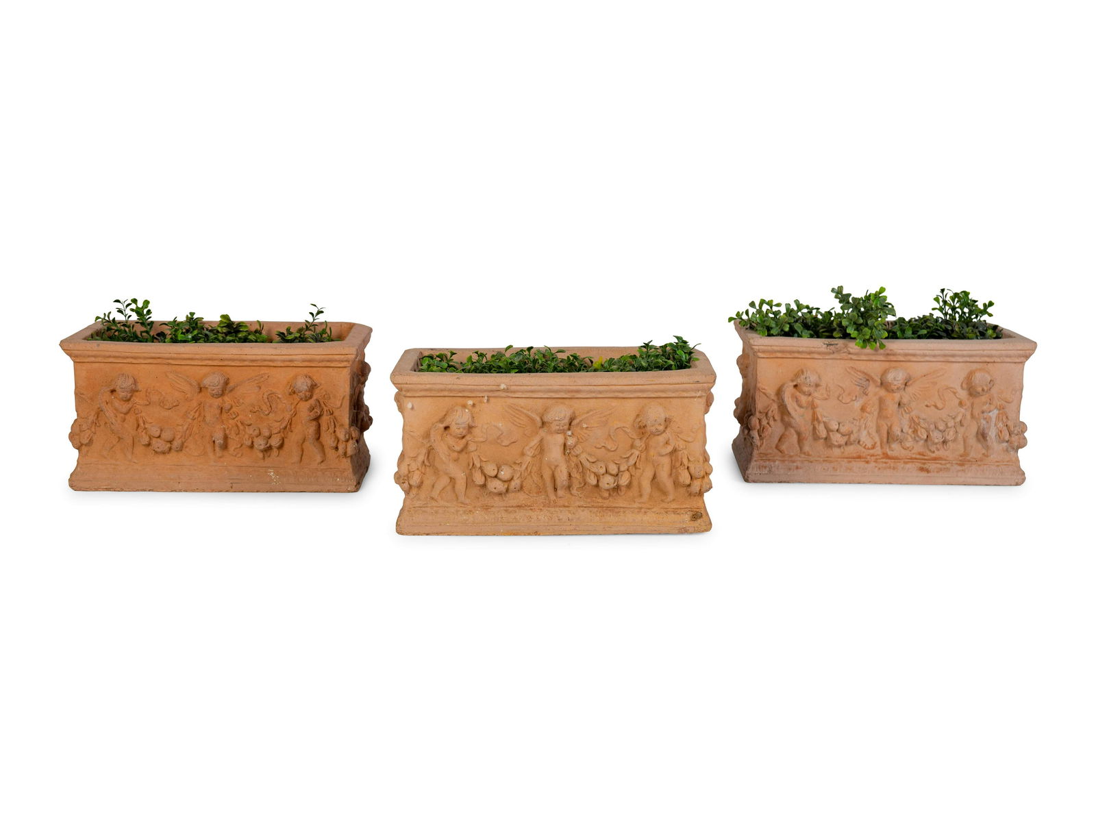 A Group of Three Terracotta Planters Height of each 7 (1 of 2)