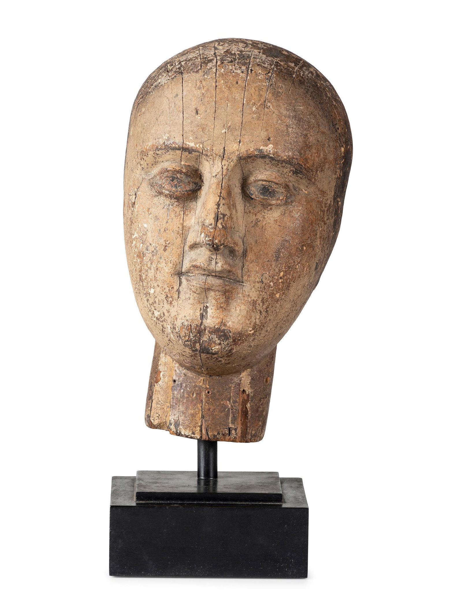 A Carved and Painted Wooden Head (1 of 4)