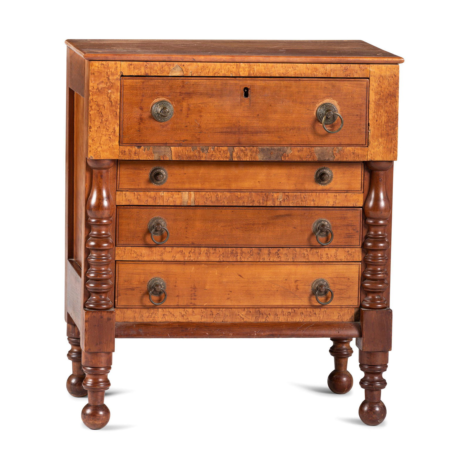 A Classical Cherrywood and Maple Child's Chest (1 of 3)