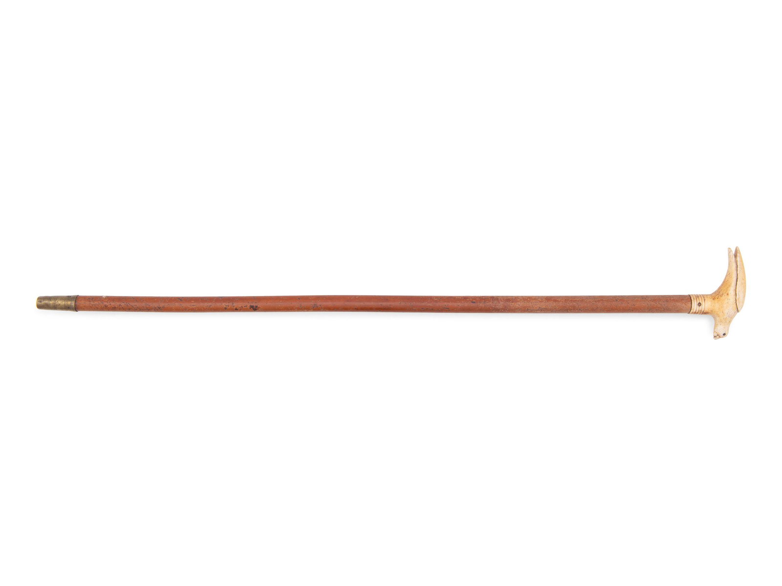A Walking Stick with a Bird-Form Bone Handle: A Walking Stick with a Bird-Form Bone Handle Length 37 1/2 inches. Property from the Collection of Dr. James Dawson, Manchester, Kentucky