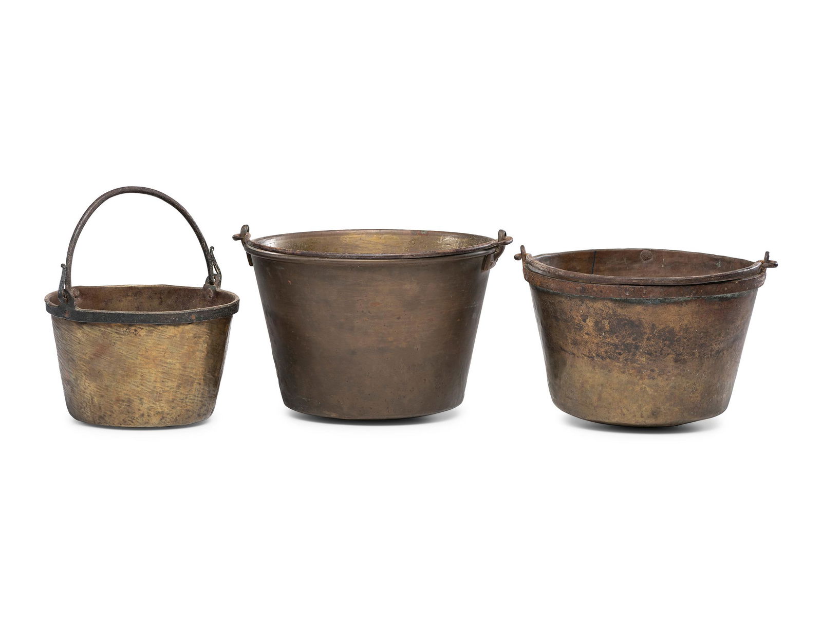 Six Iron and Brass Buckets with Swing Handles (1 of 2)
