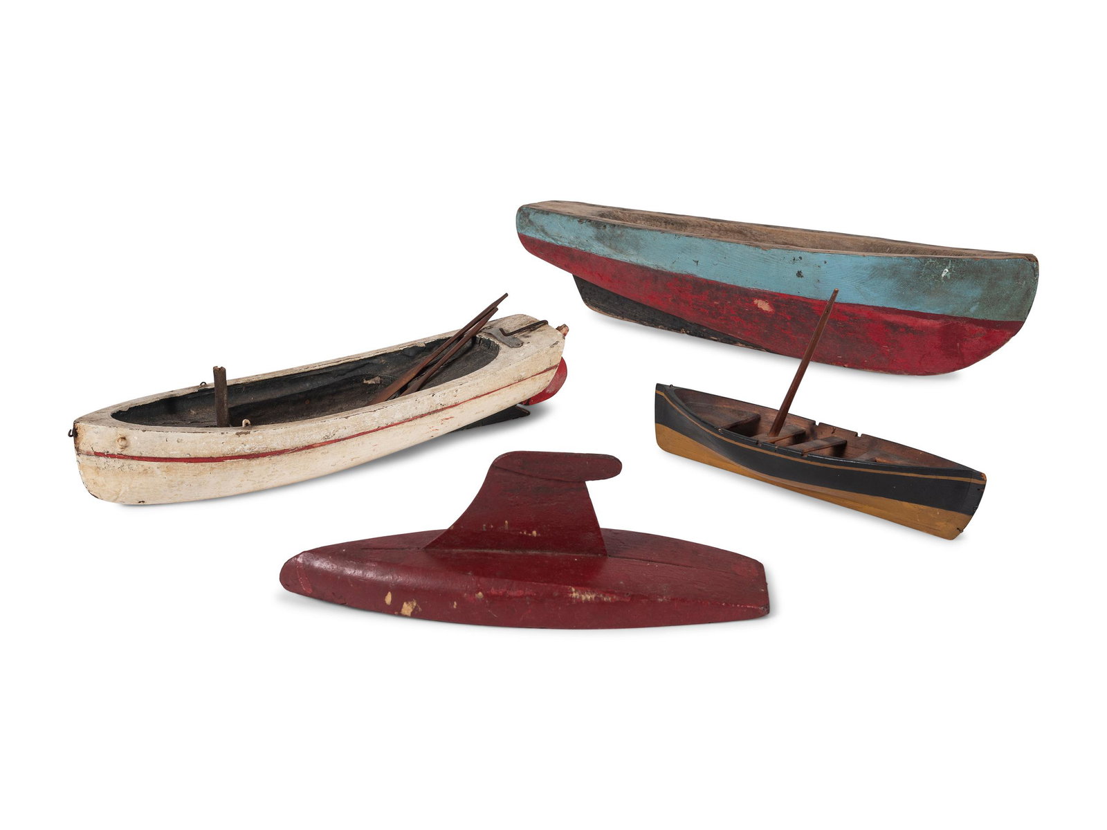 Four Carved Wood and Painted Toy Boats (1 of 3)