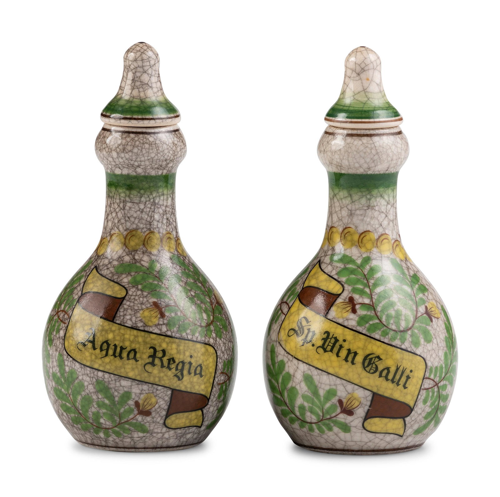 Two Earthenware Apothecary Bottles: Two Earthenware Apothecary Bottles 19th Century Height 9 1/4 inches Property from the Collection of Dr. James Dawson, Manchester, Kentucky
