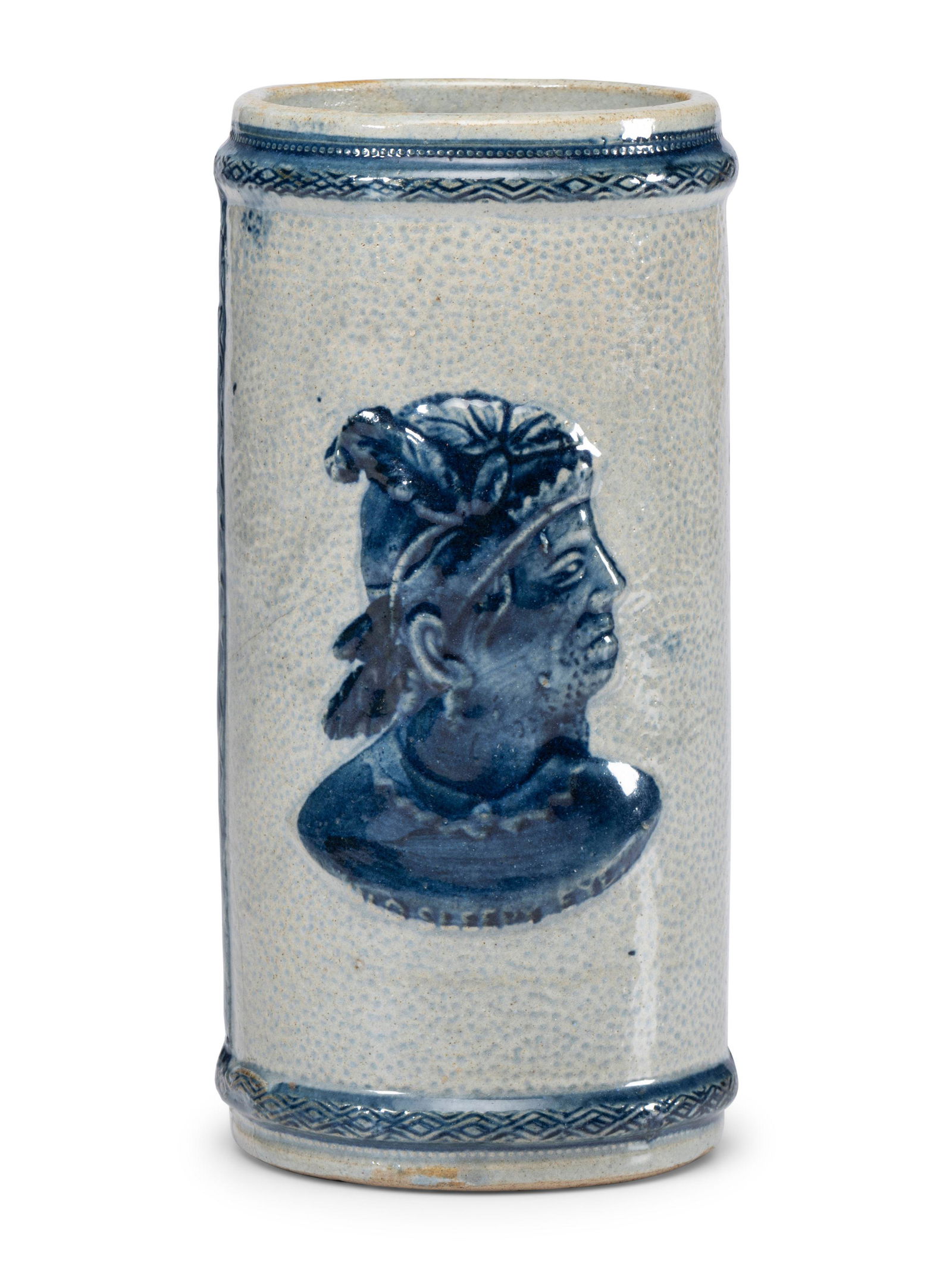 An 'Old Sleepy Eye' Molded Stoneware Vase (1 of 3)