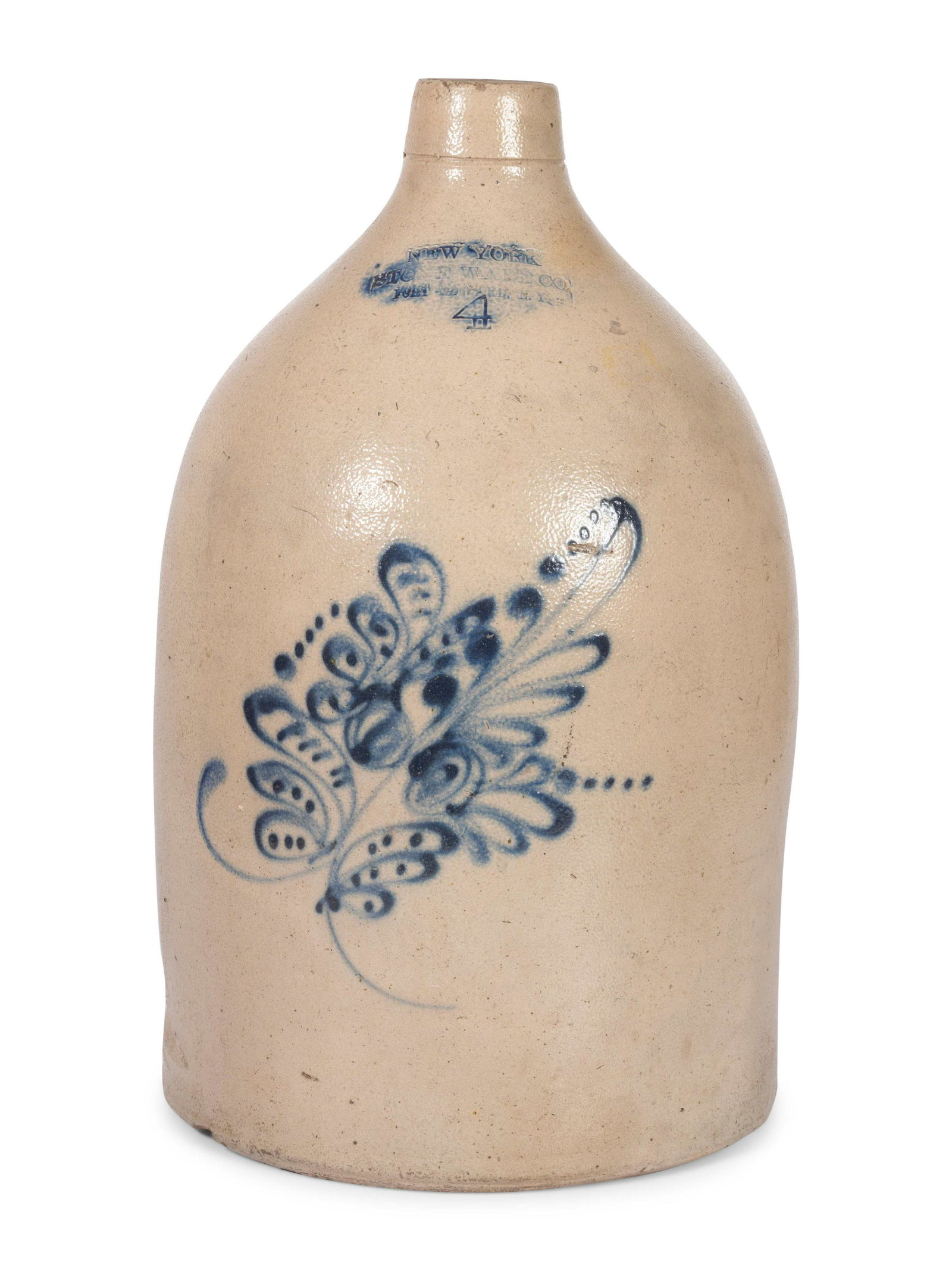 A Four-Gallon Cobalt-Decorated Stoneware Jug (1 of 5)