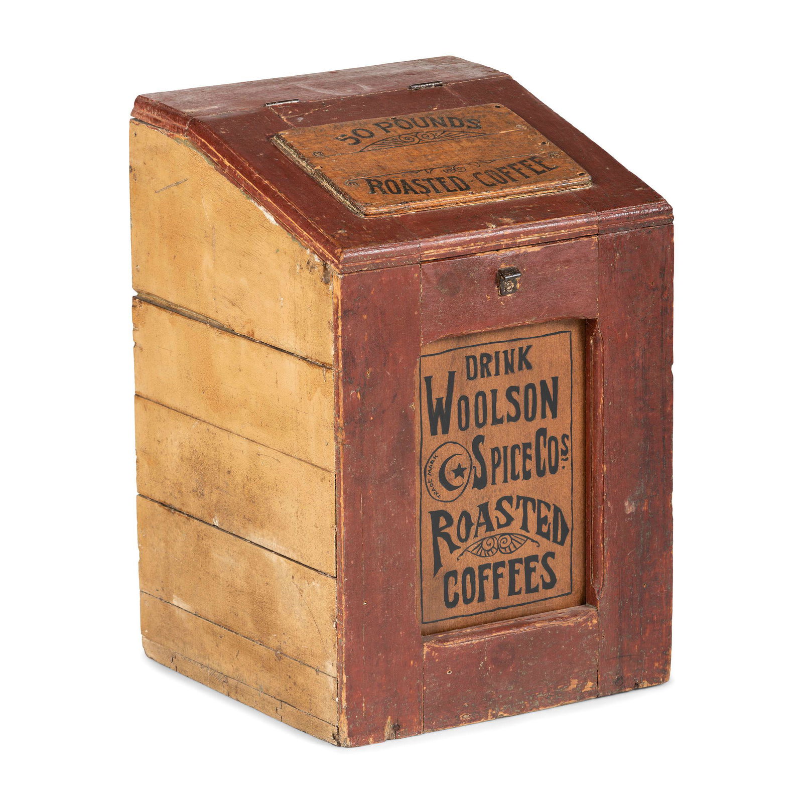 A Woolson Spice Co. Stenciled Wood Coffee Bin (1 of 5)