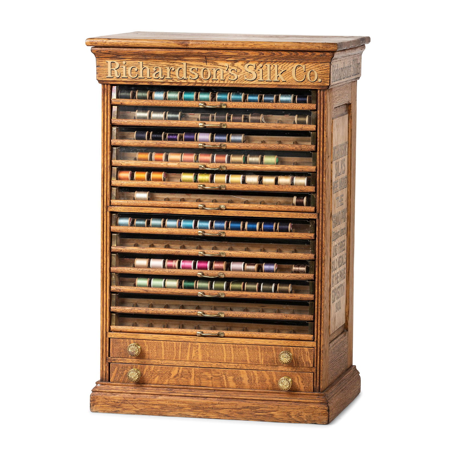 A Richardson's Silk Company Oak Spool Cabinet (1 of 4)