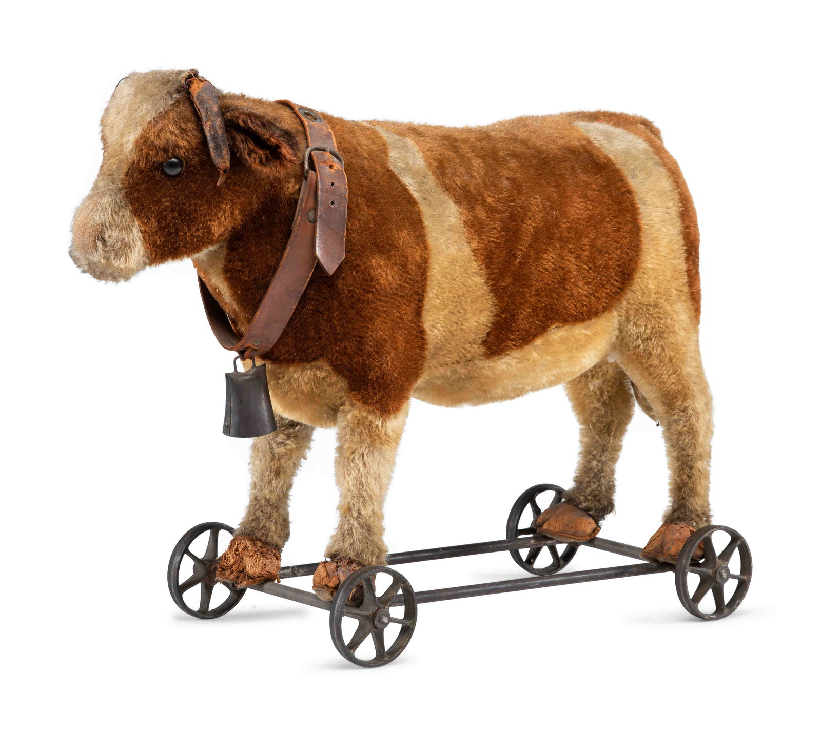 An Upholstered Leather Cow-Form Pull Toy (1 of 2)