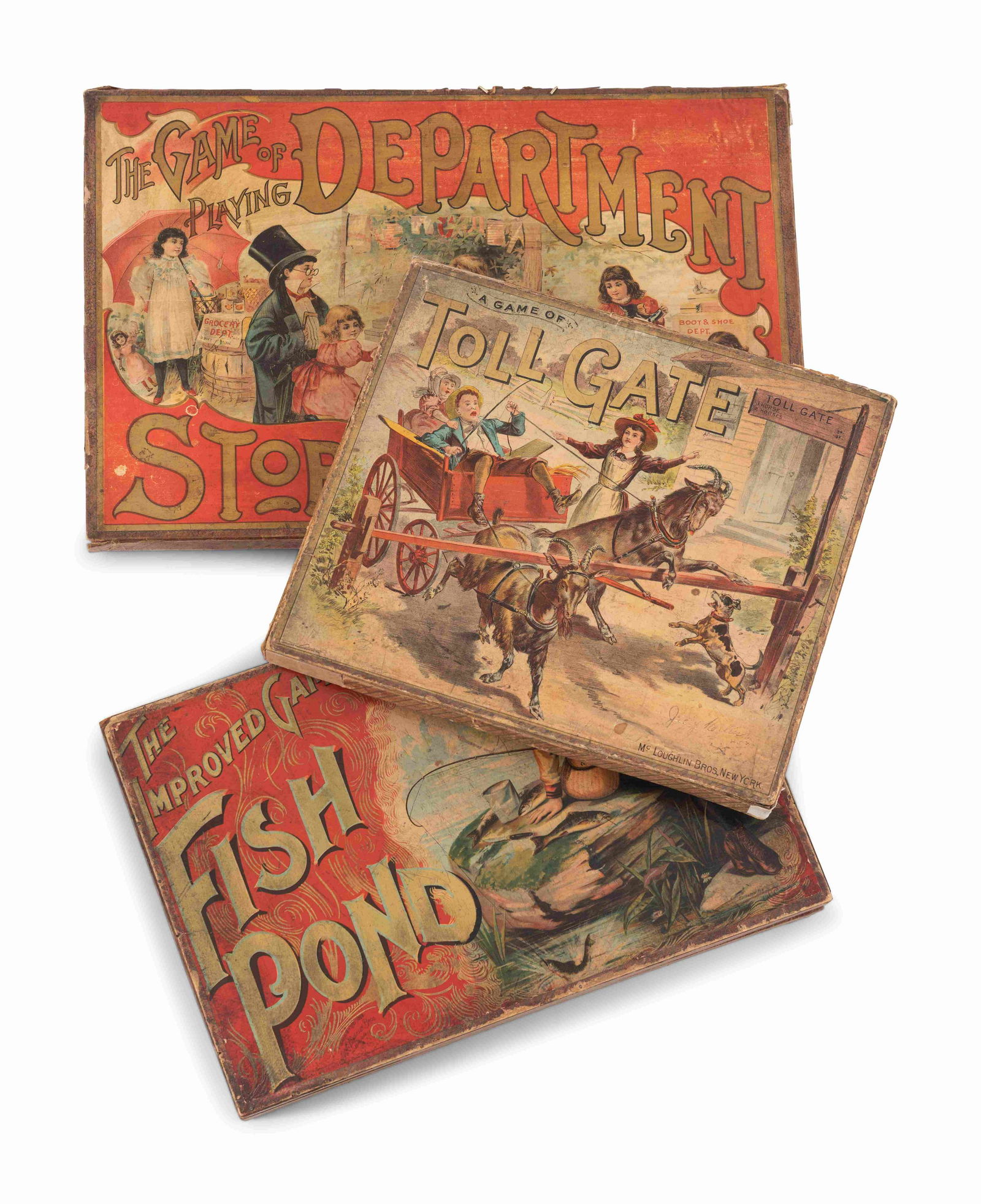 Three McLoughlin Bros. Cased Games Comprising Tollgate, (1 of 4)