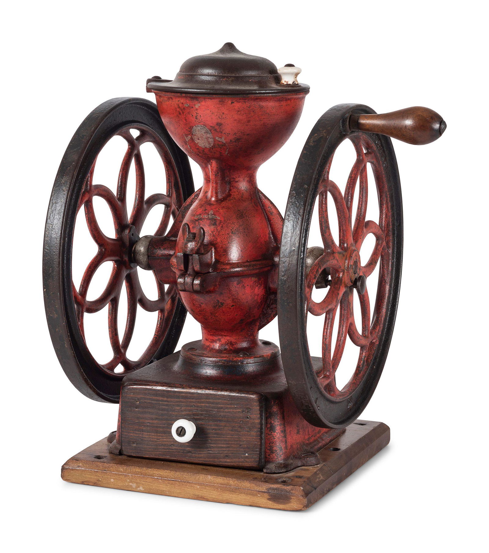 A Landers, Frary & Clark Painted Cast Iron Coffee Mill (1 of 3)